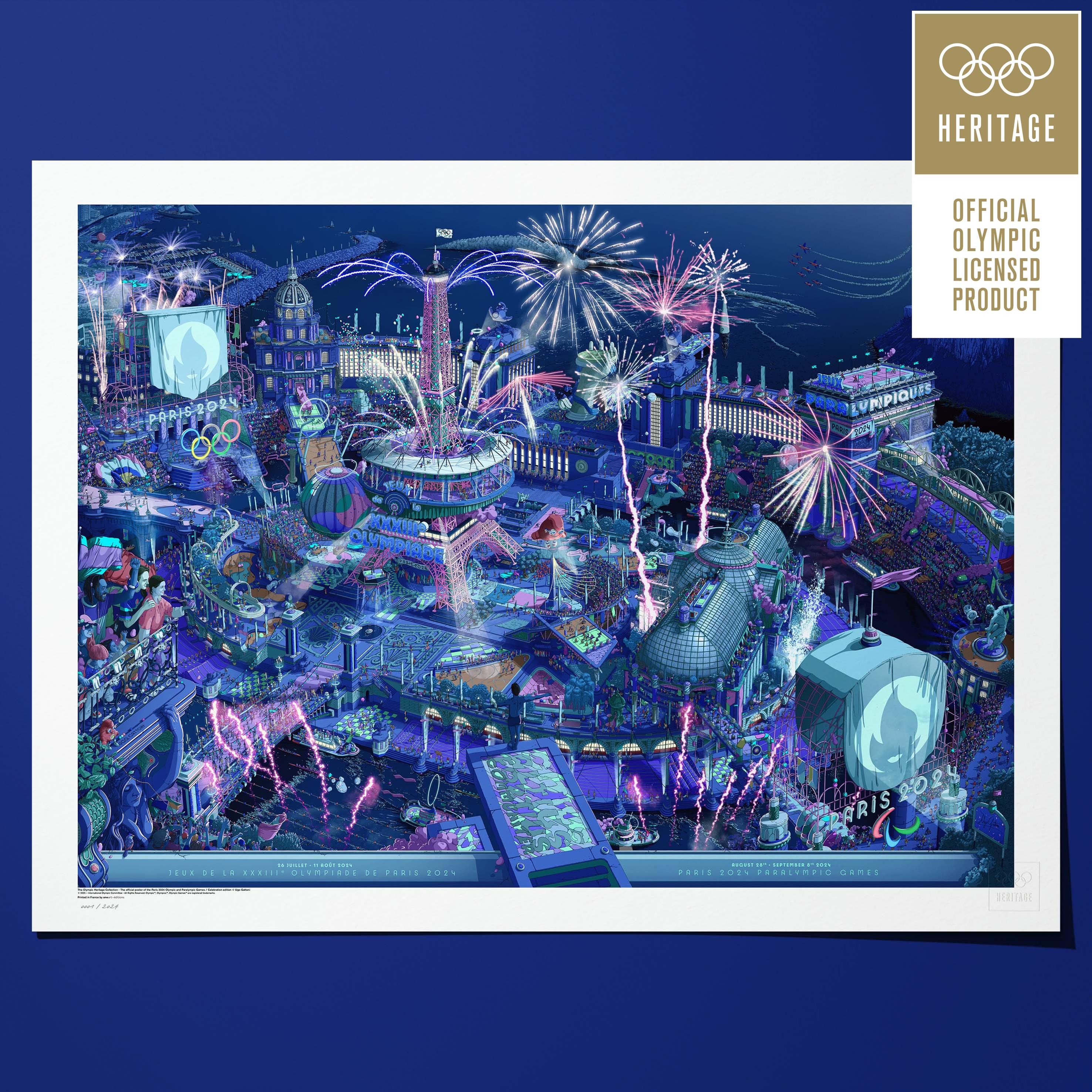 ÉDITION LIMITÉE PREMIUM - L’affiche officielle des Jeux de Paris 2024 - version panoramique Célébration