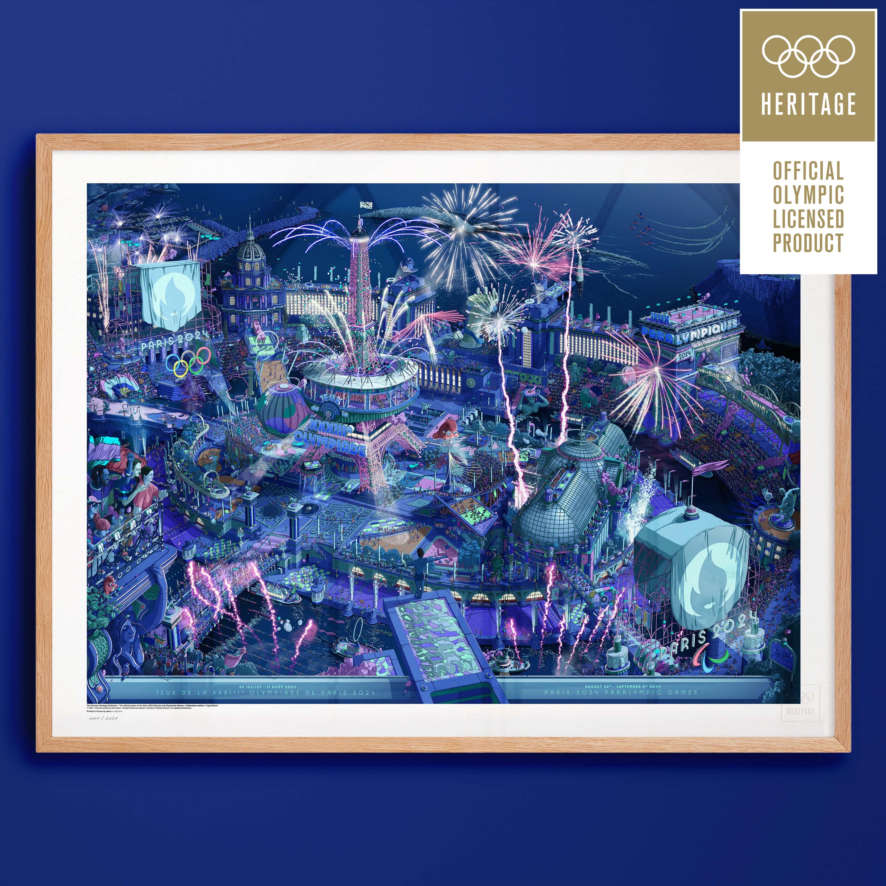 ÉDITION LIMITÉE PREMIUM - L’affiche officielle des Jeux de Paris 2024 - version panoramique Célébration