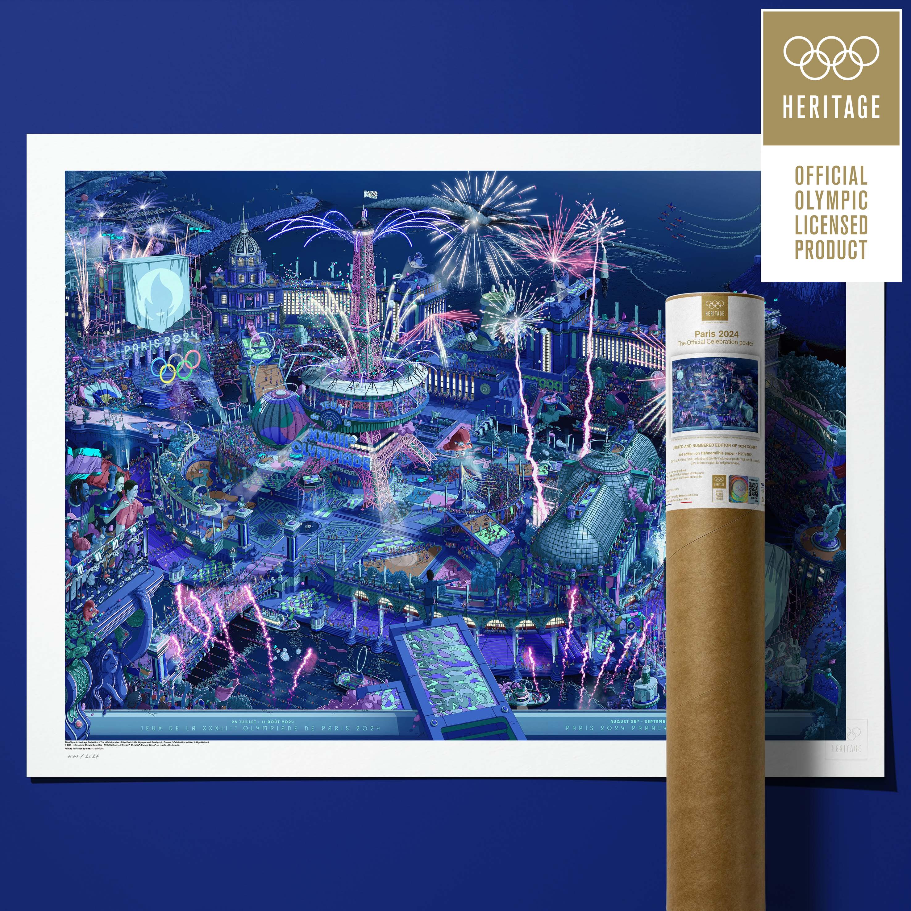 ÉDITION LIMITÉE PREMIUM - L’affiche officielle des Jeux de Paris 2024 - version panoramique Célébration
