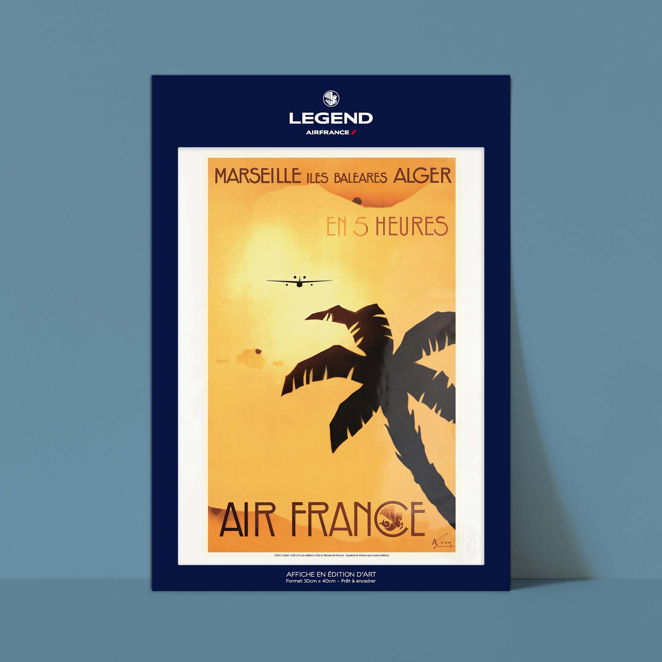 Affiche Air France - Marseille - Les Baléares - Alger en 5 h