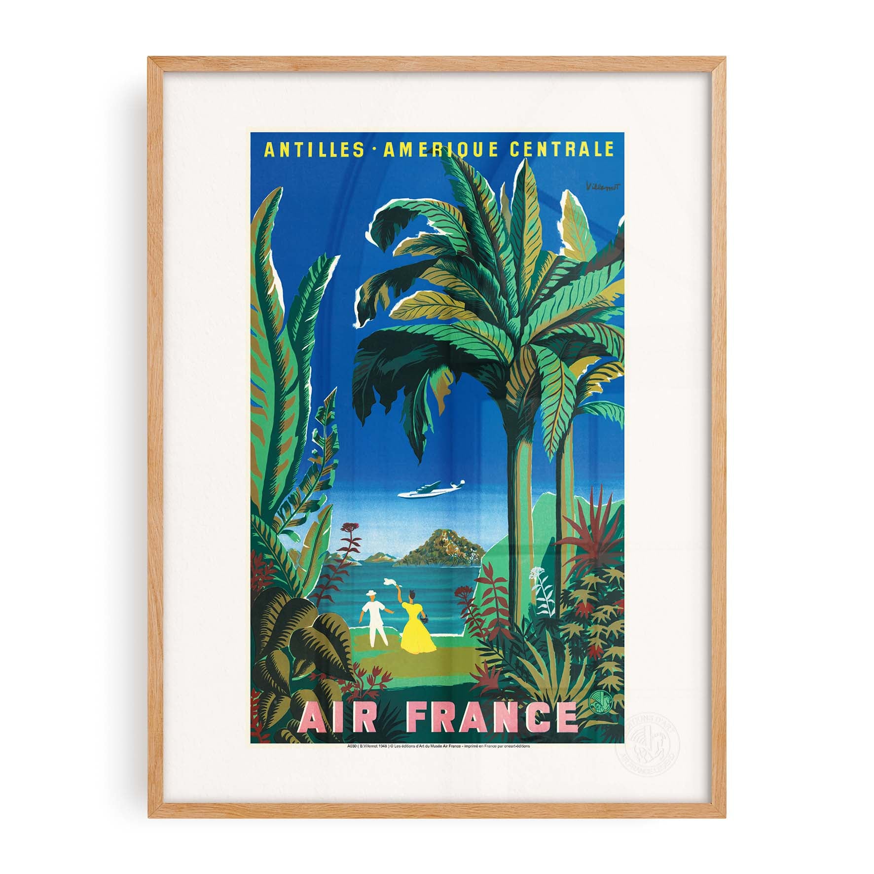 Locandina Air France - Antille - America Centrale, palma