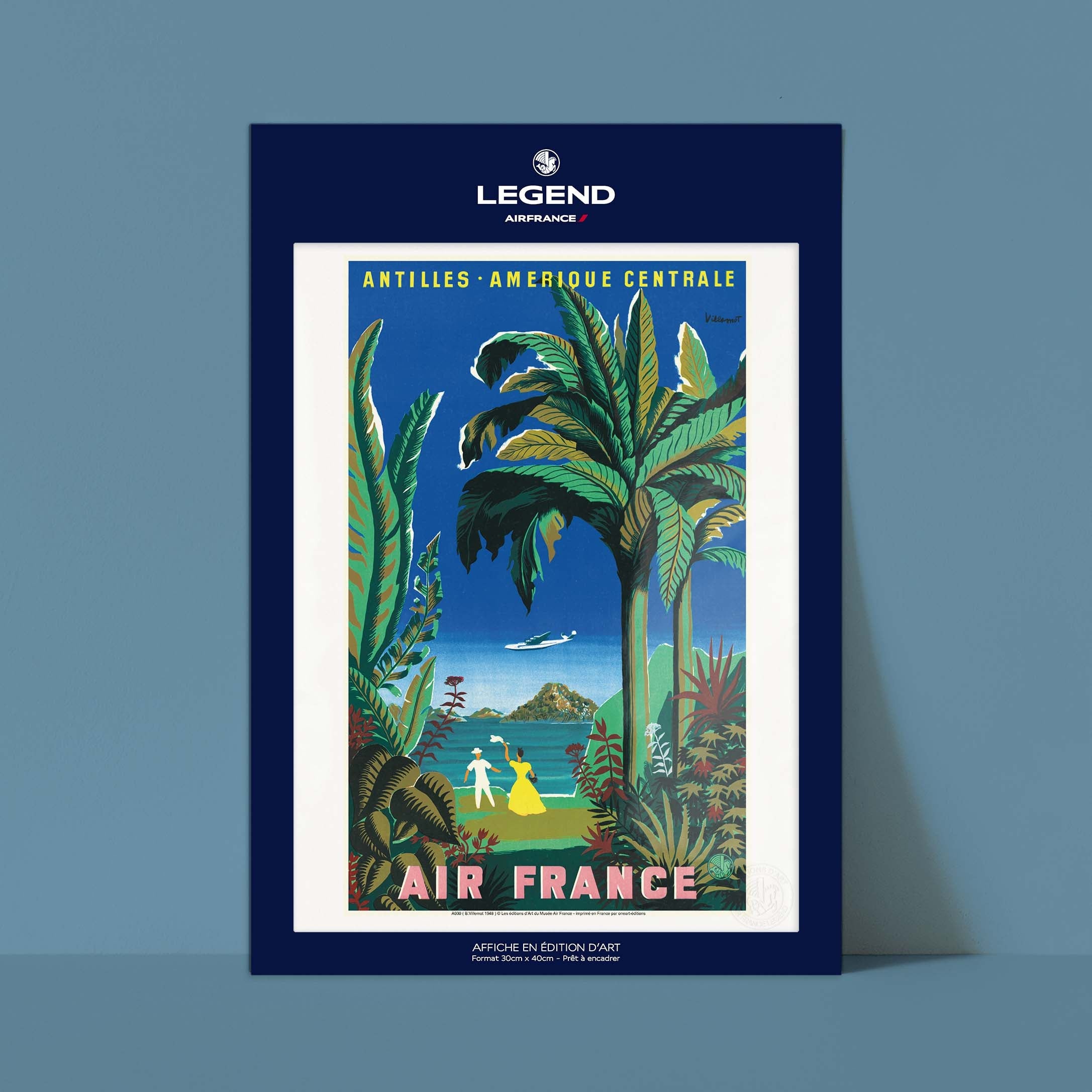 Locandina Air France - Antille - America Centrale, palma