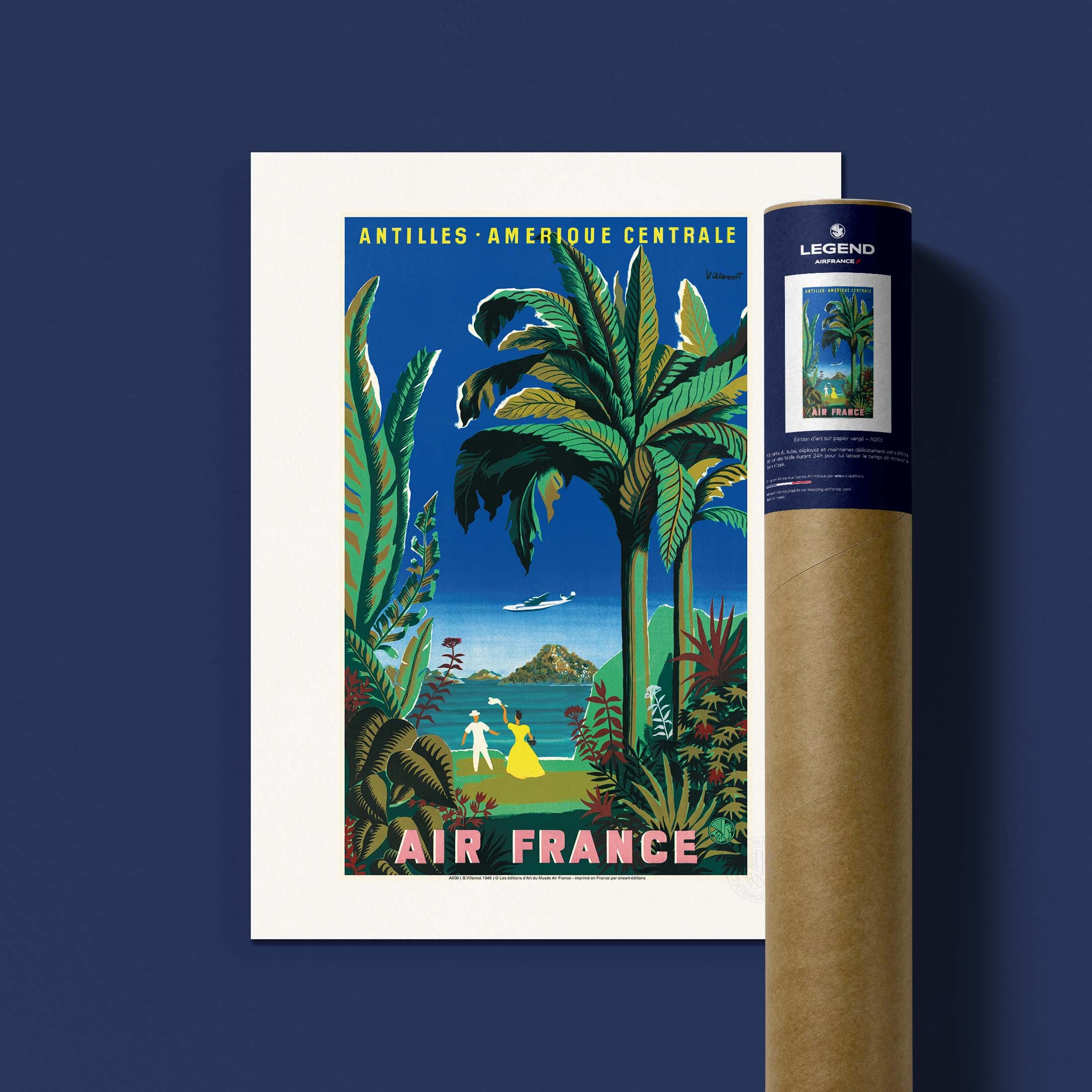 Locandina Air France - Antille - America Centrale, palma