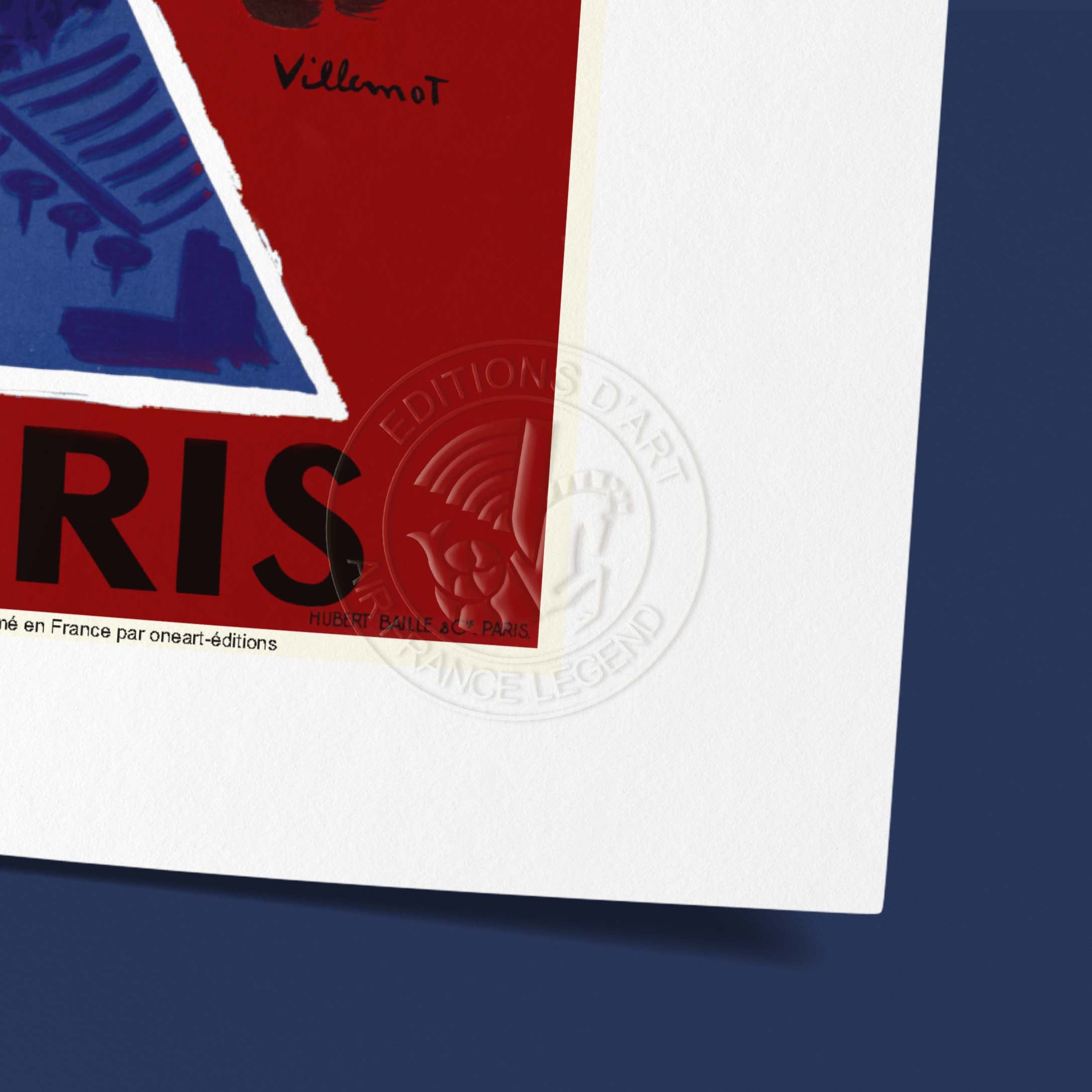 Affiche "Les Imparfaits" Air France - Tokio - Paris, Tour Eiffel et ciel rouge