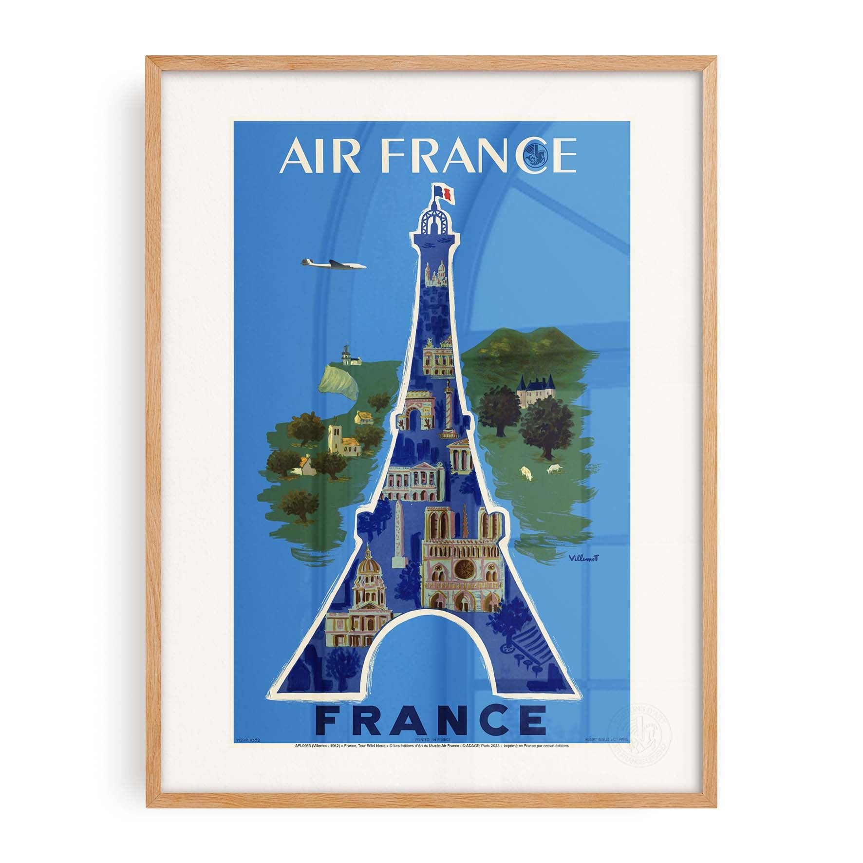 Locandina Air France - Francia, Torre Eiffel blu