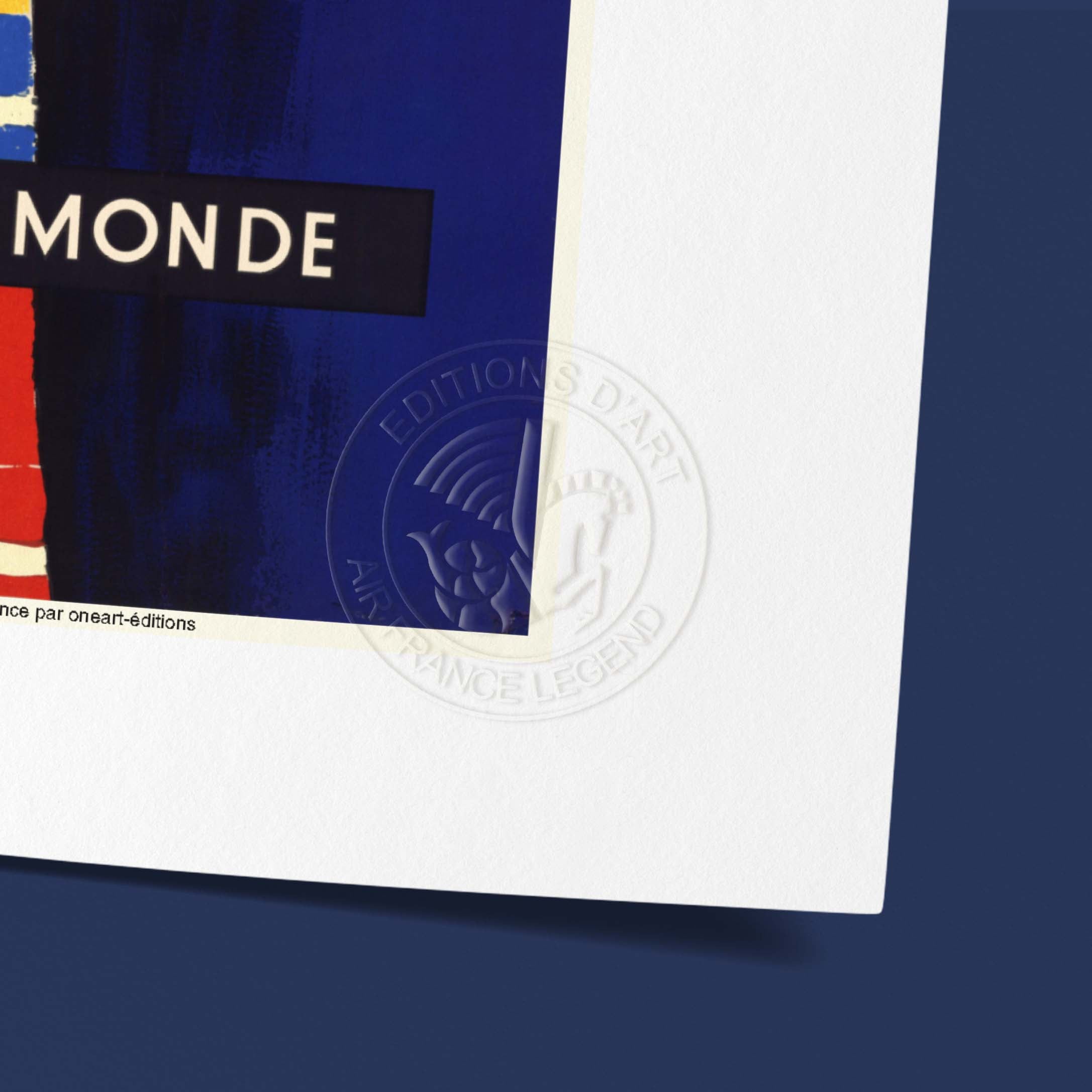 Affiche Air France - France, girafe et drapeaux