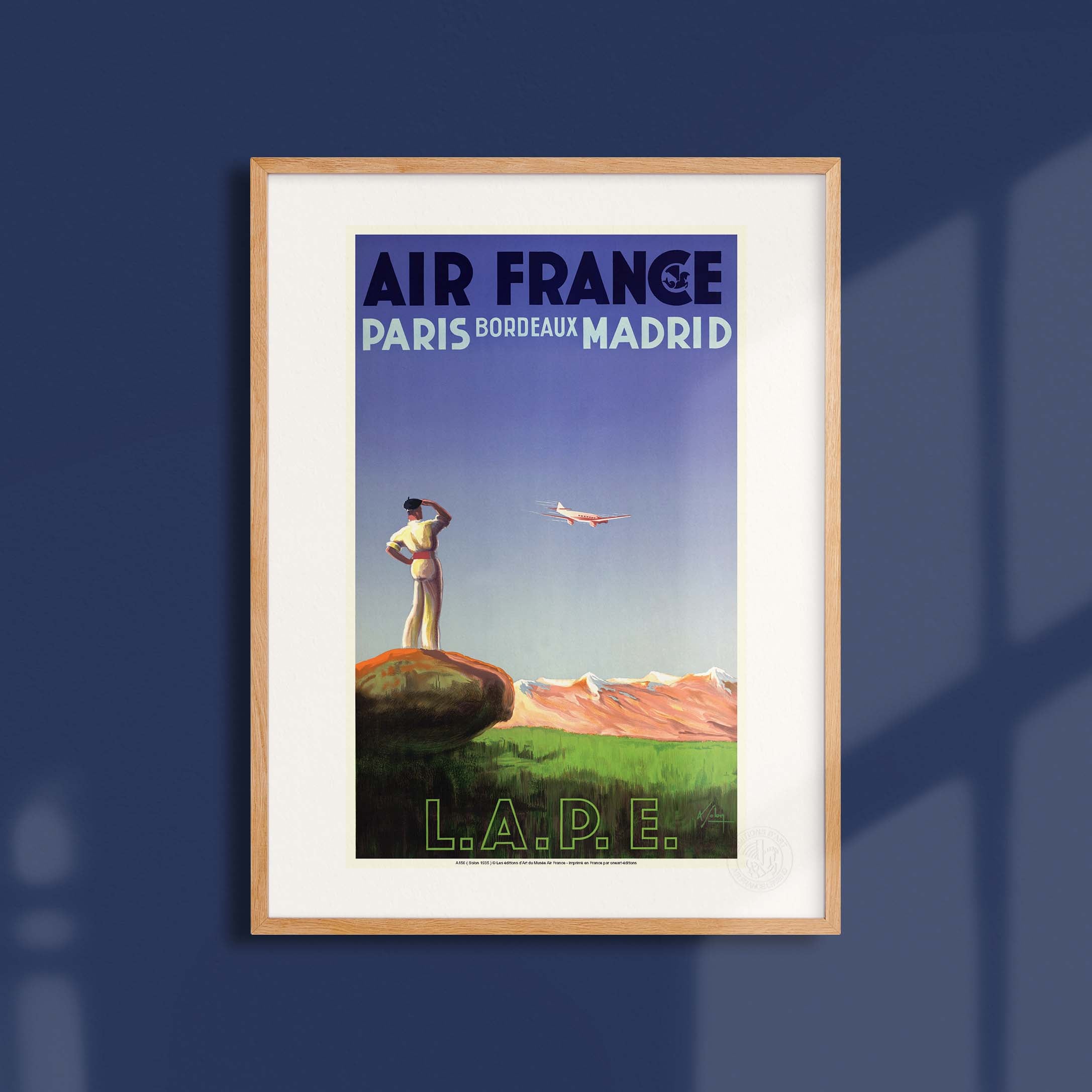 Affiche Air France - LAPE Paris - Bordeaux - Madrid