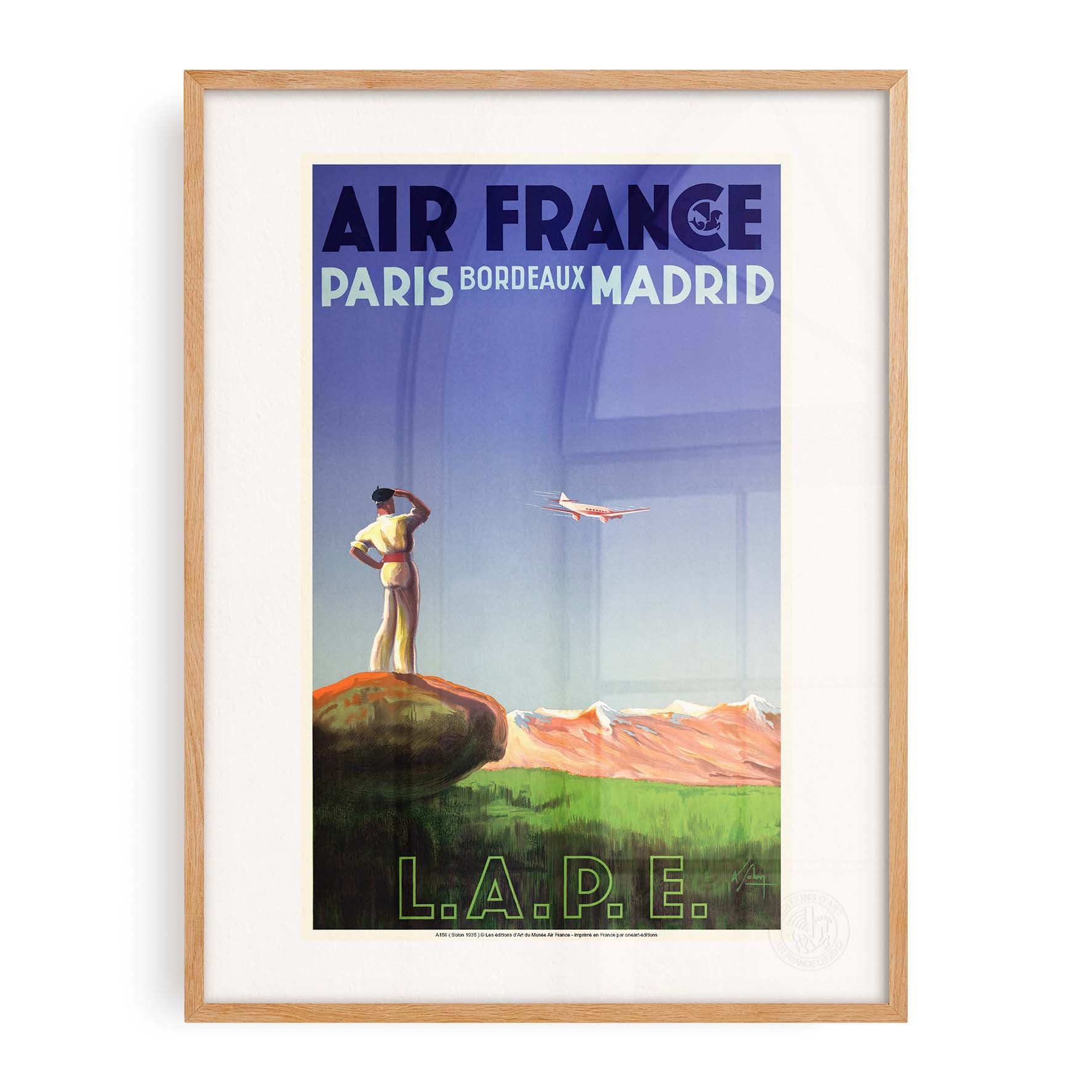 Affiche Air France - LAPE Paris - Bordeaux - Madrid