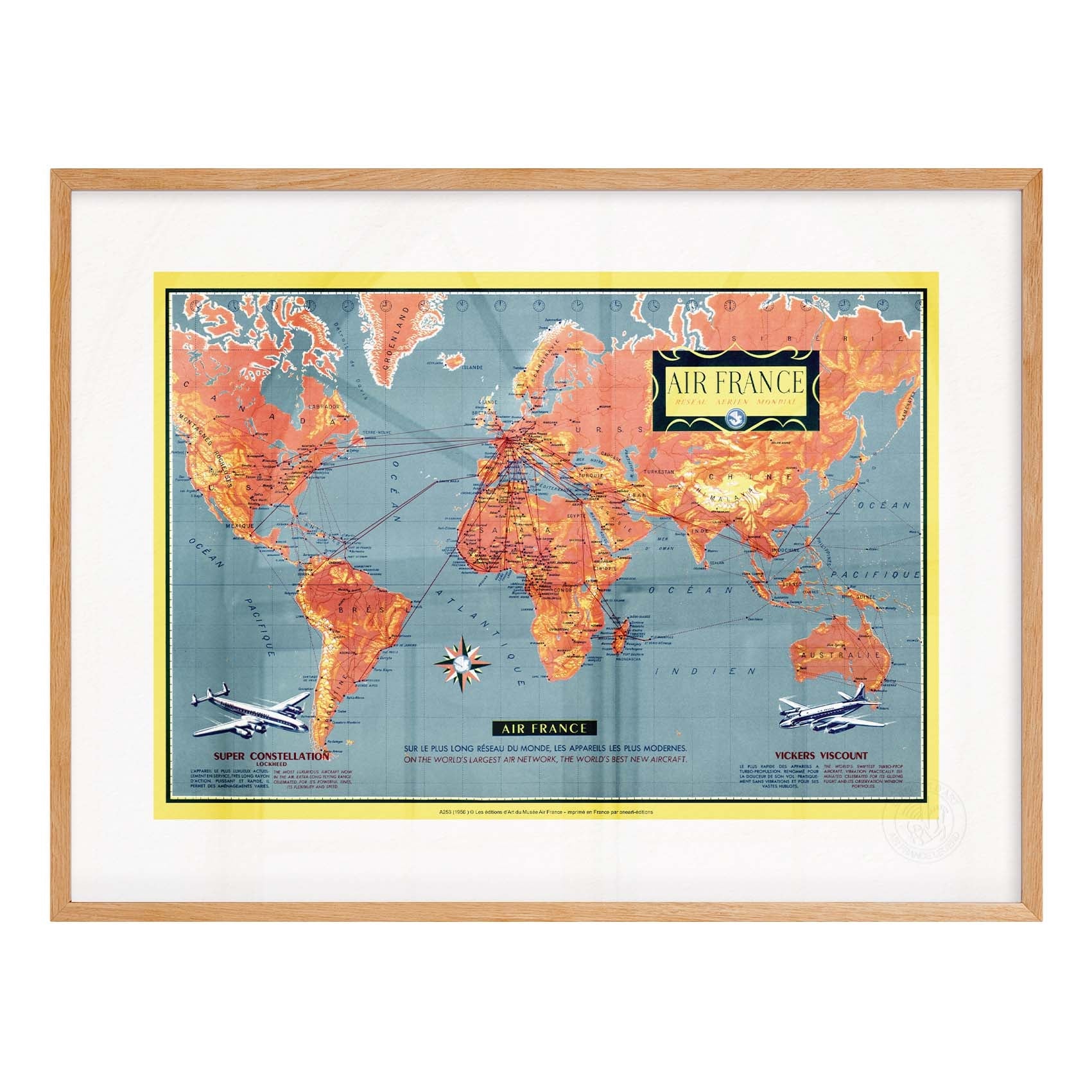 Affiche "Les Imparfaits" Air France - Planisphère découvrez le monde…