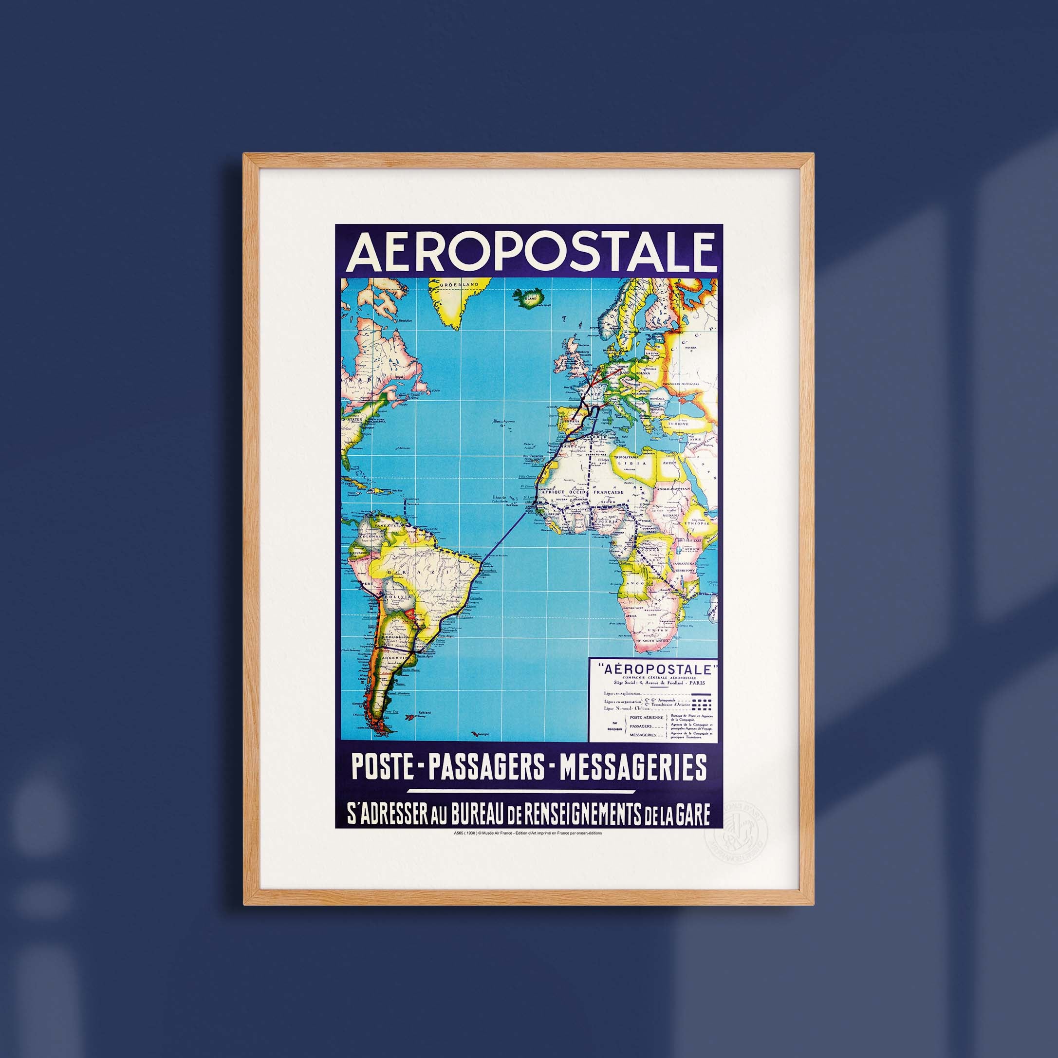 Affisso Air France - Posta - Passeggeri - Messaggistica