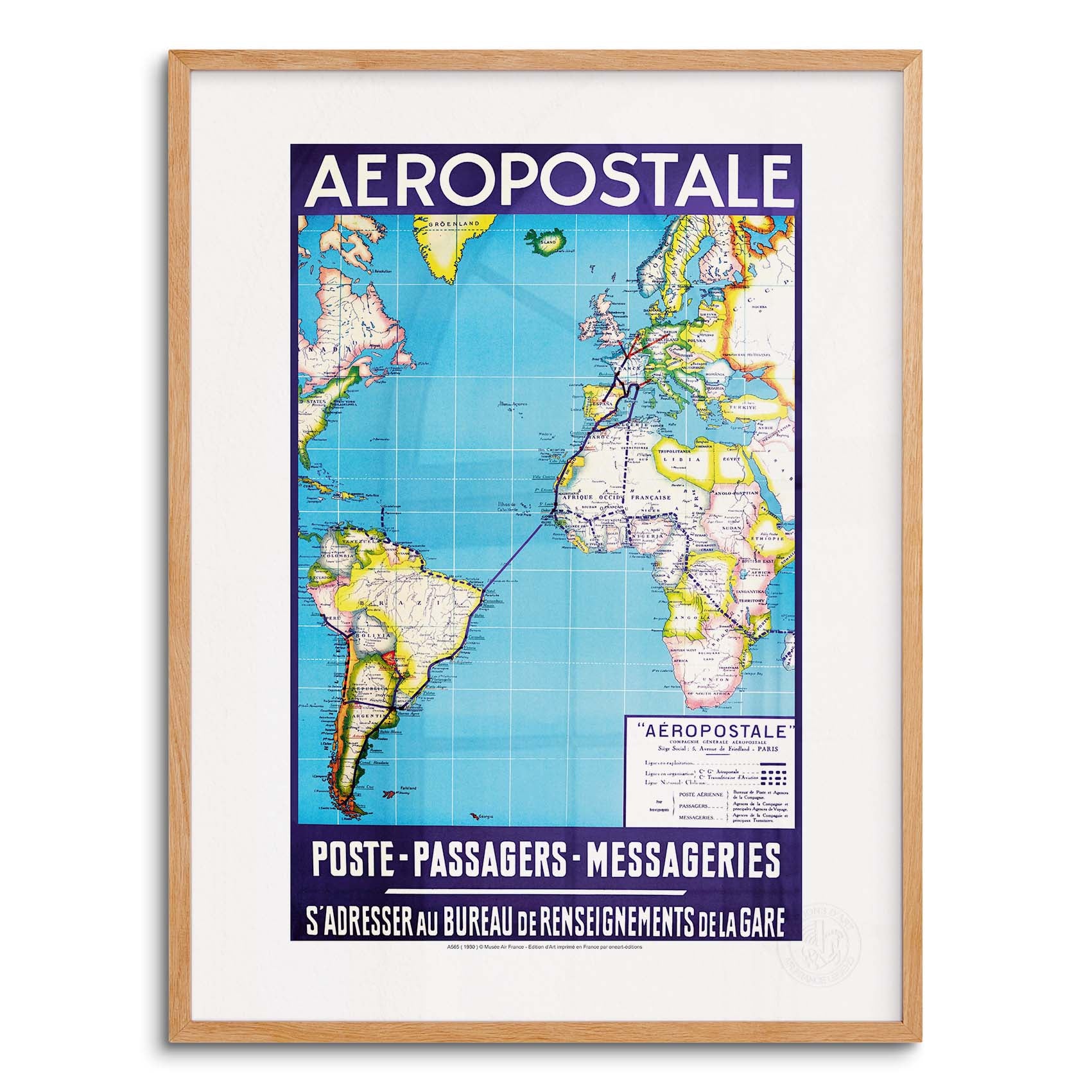 Affisso Air France - Posta - Passeggeri - Messaggistica