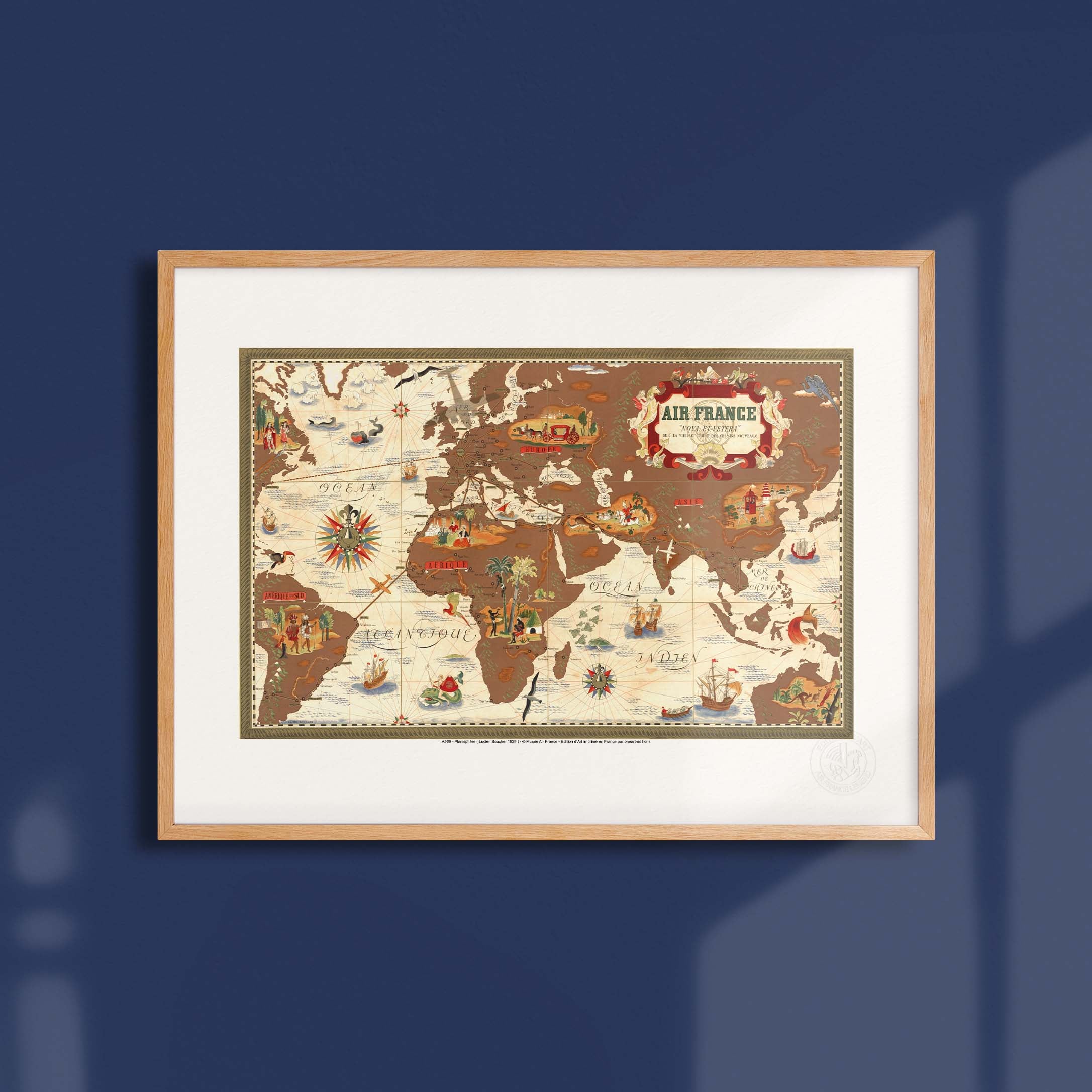 Affiche Air France - Planisphère Nova et Vetera