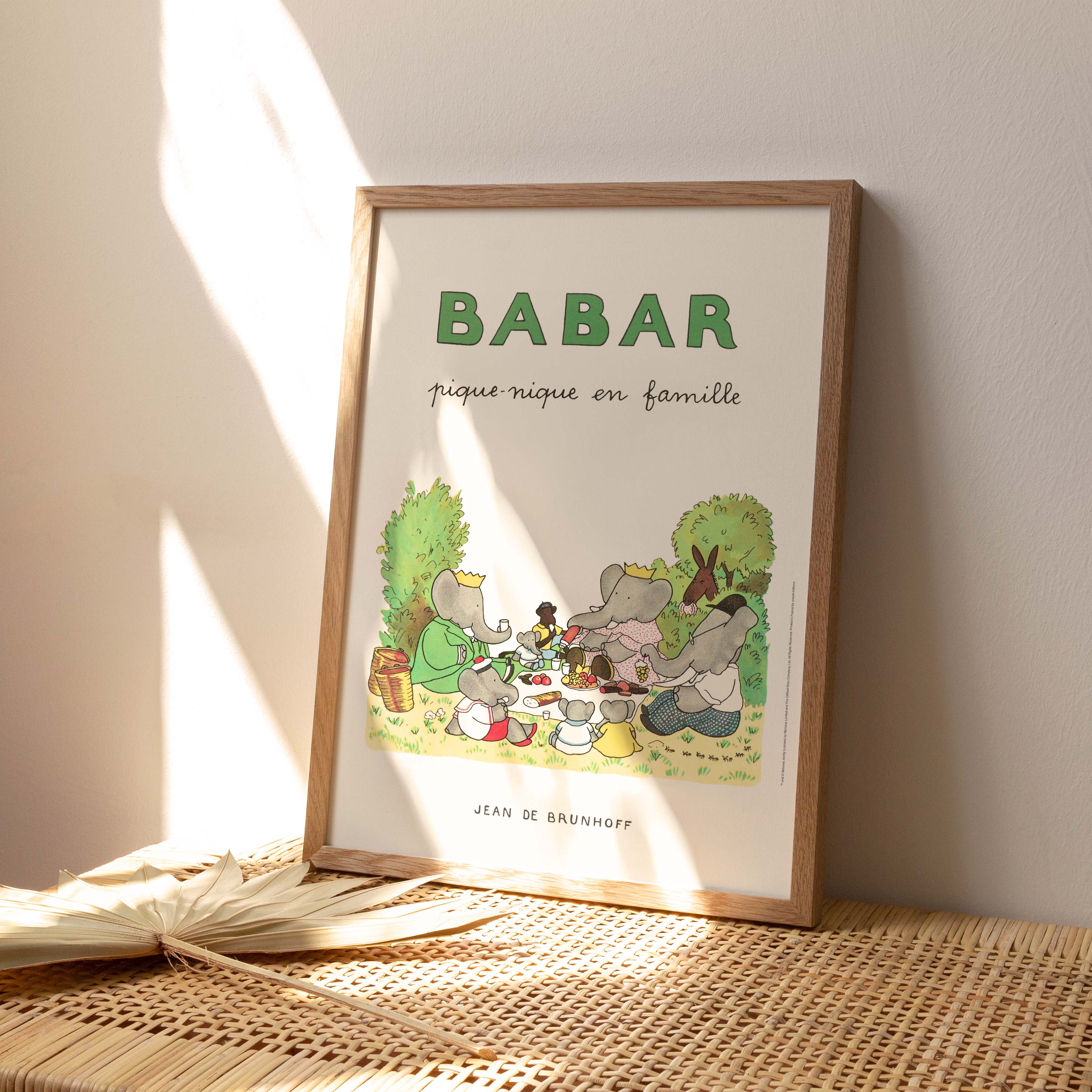 Affiche Babar pique-nique en famille-oneart.fr