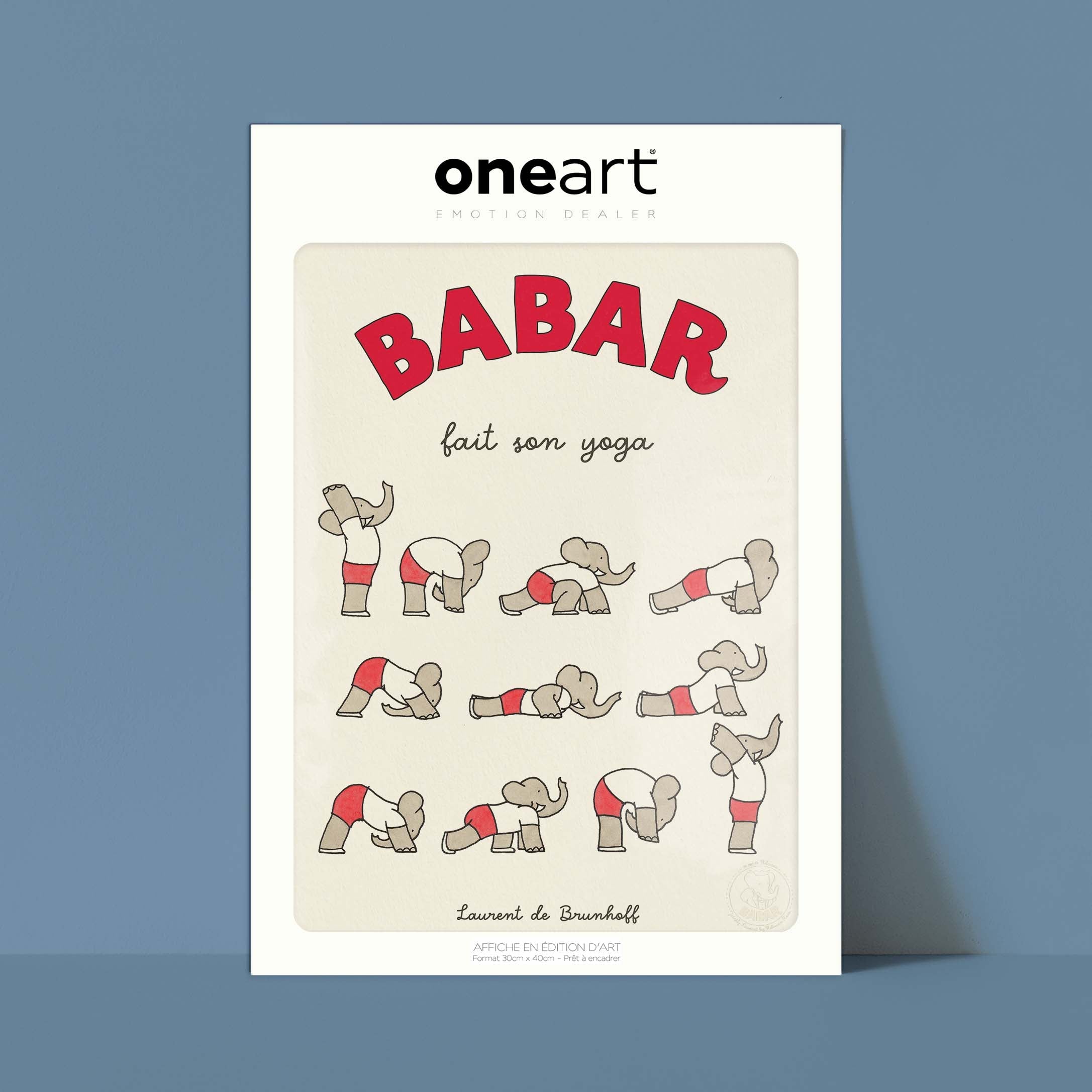 Affiche "Les Imparfaits" Babar fait du yoga - rouge