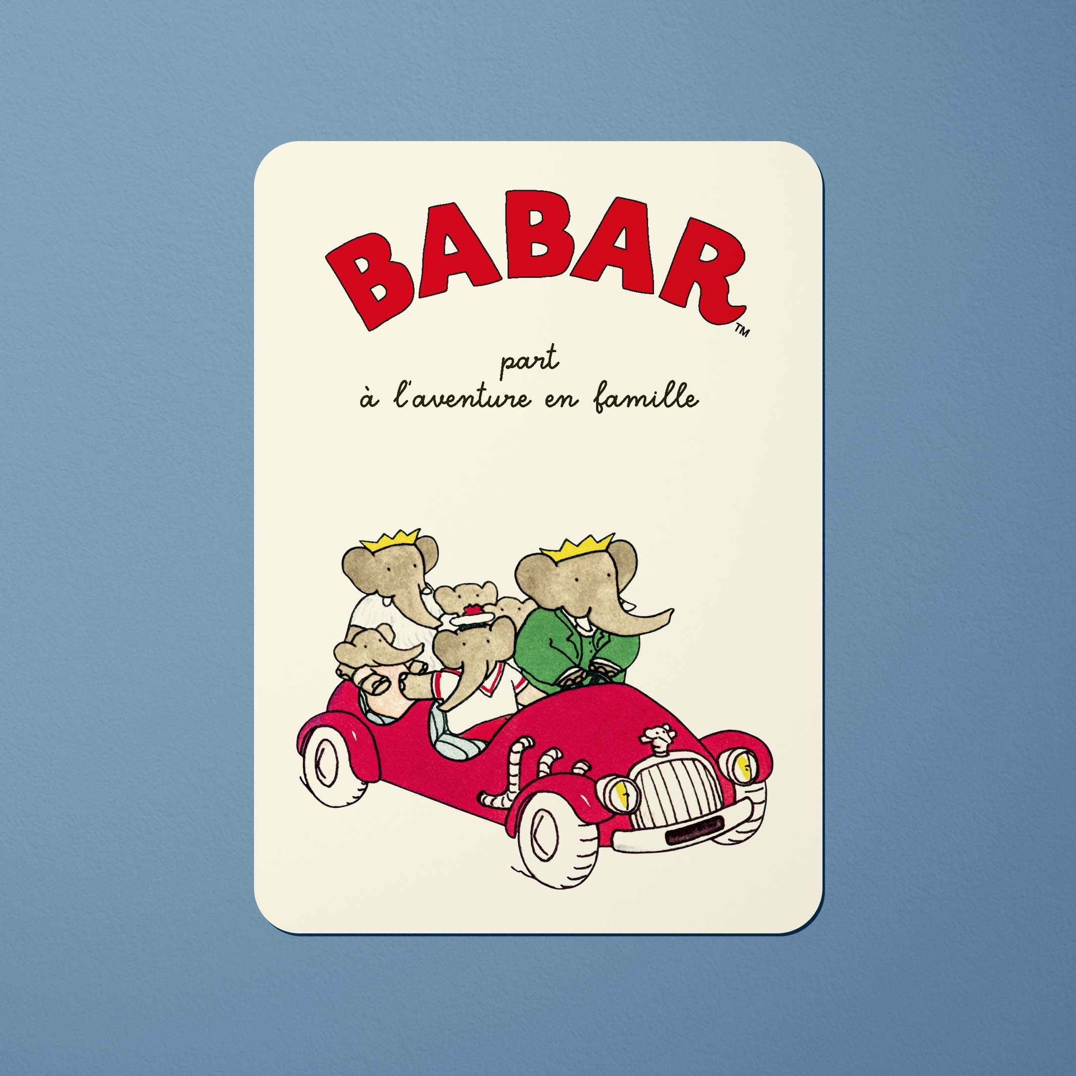 Carte postale Babar Babar part à l'aventure en famille