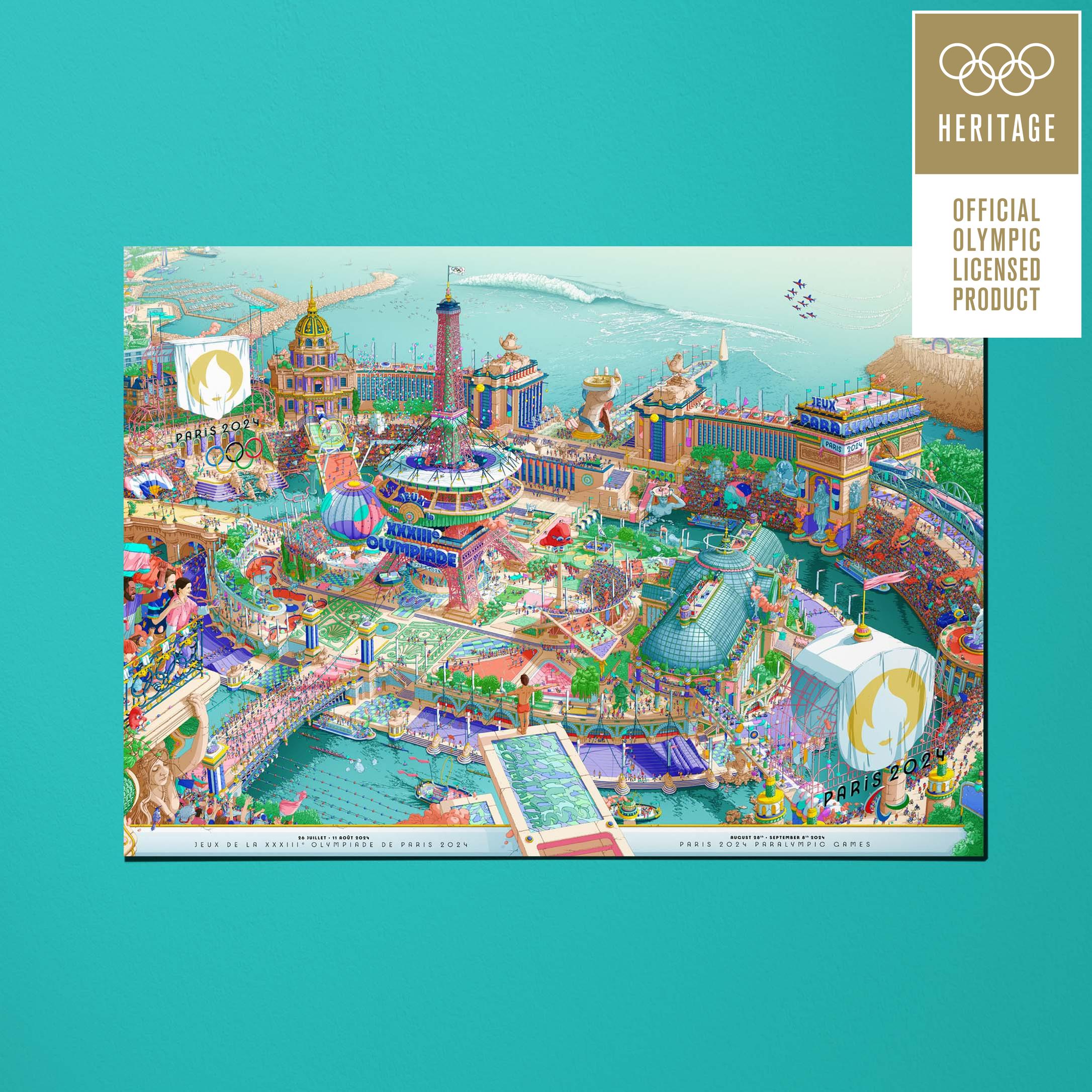 Carte postale de L’affiche officielle des Jeux de Paris 2024 - version panoramique