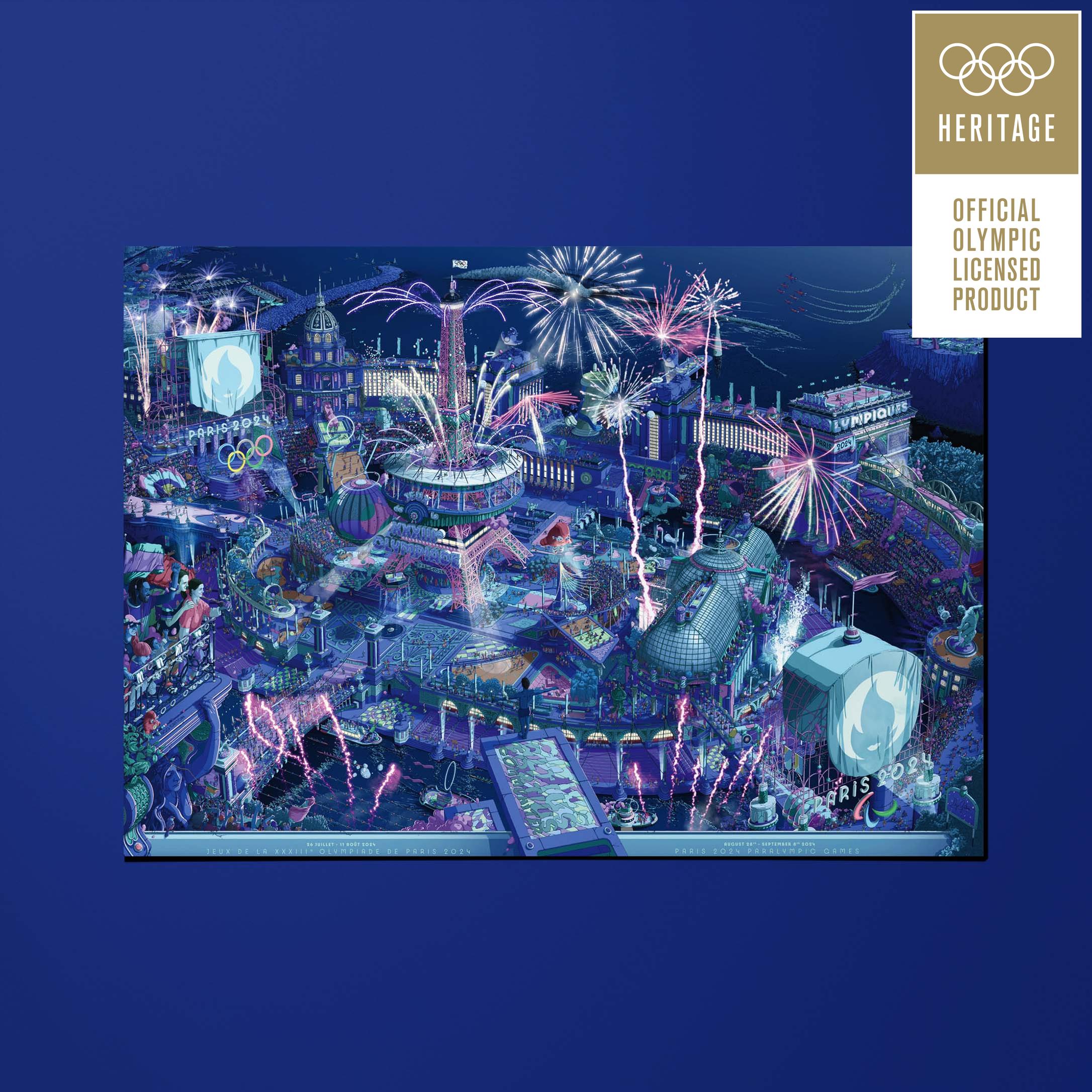 Carte postale de L’affiche officielle des Jeux de Paris 2024 - version panoramique Célébration