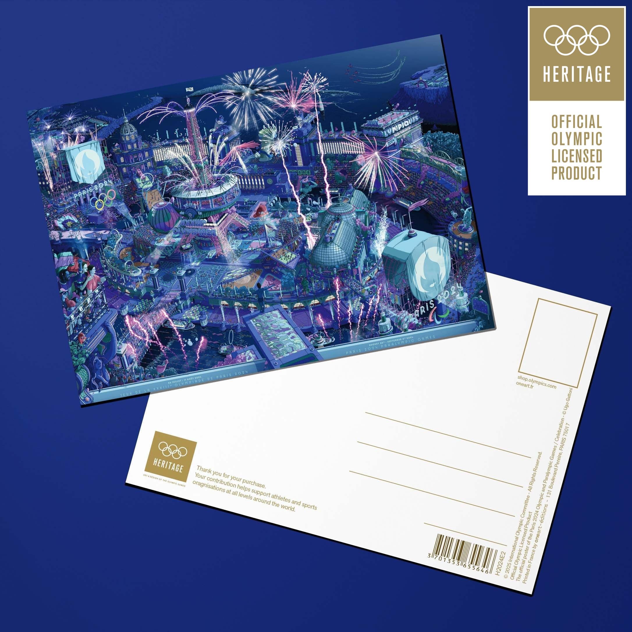 Carte postale de L’affiche officielle des Jeux de Paris 2024 - version panoramique Célébration