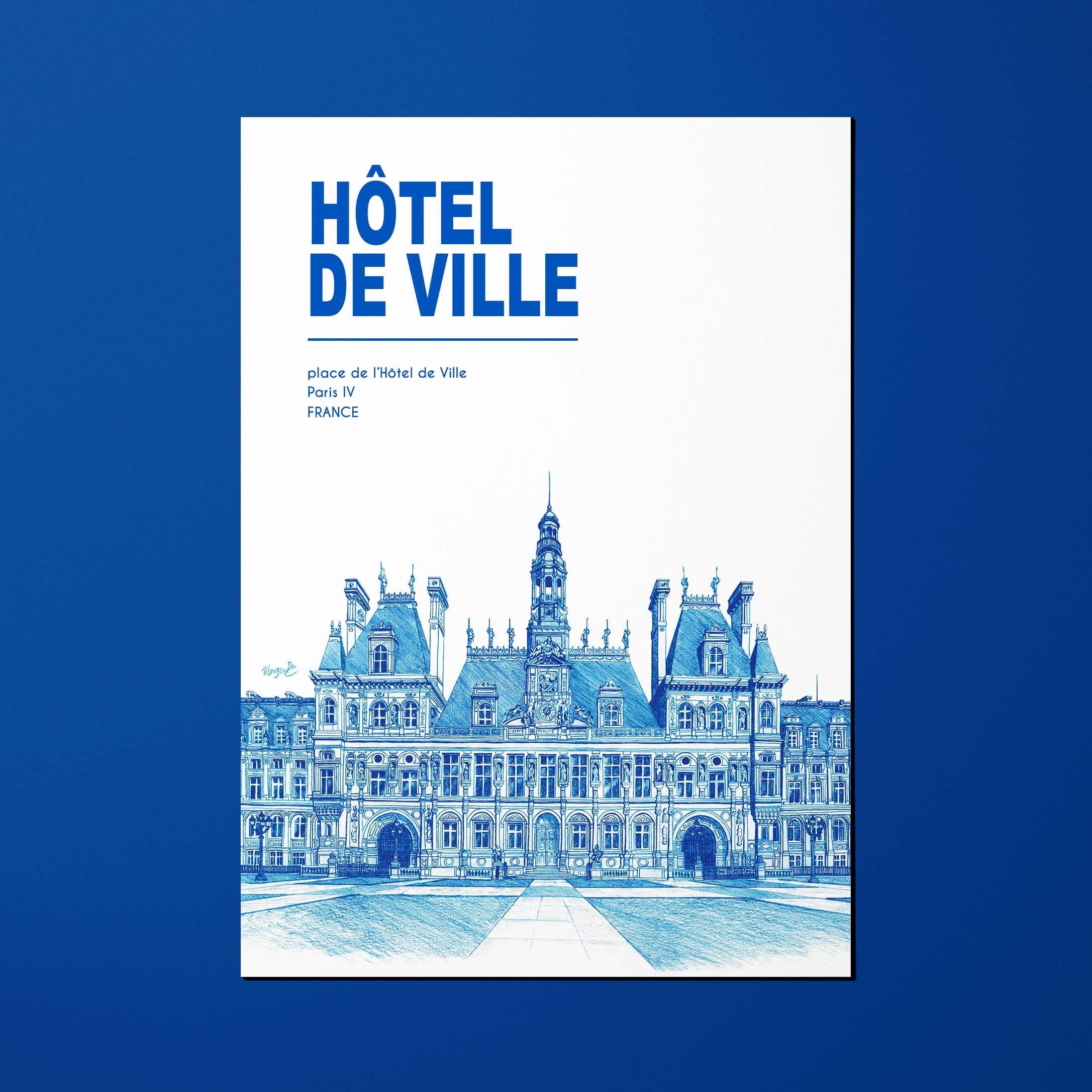 Carte postale La Ville en Bleu Hôtel de Ville