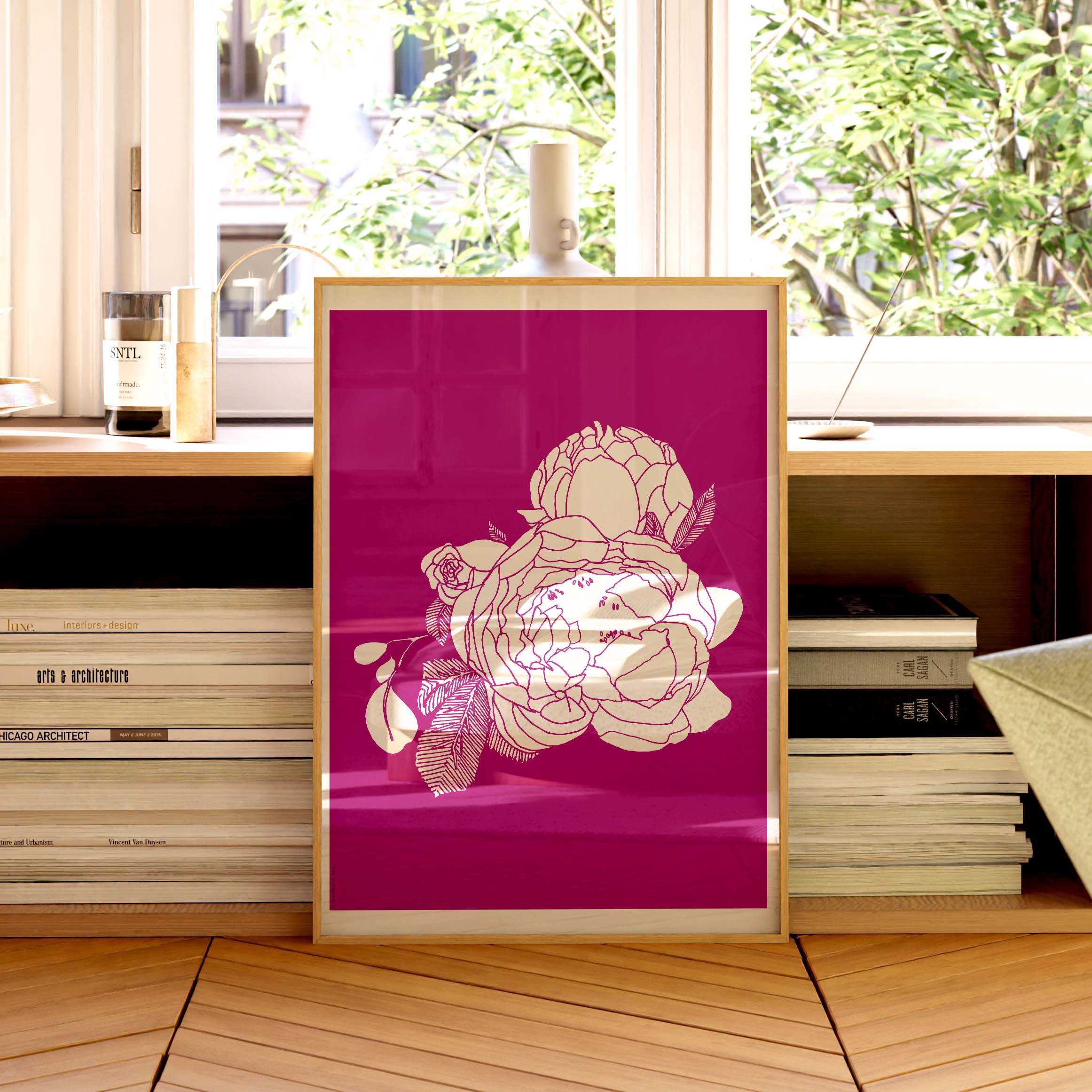 Affiche atelierDAZAT Pivoine coloré