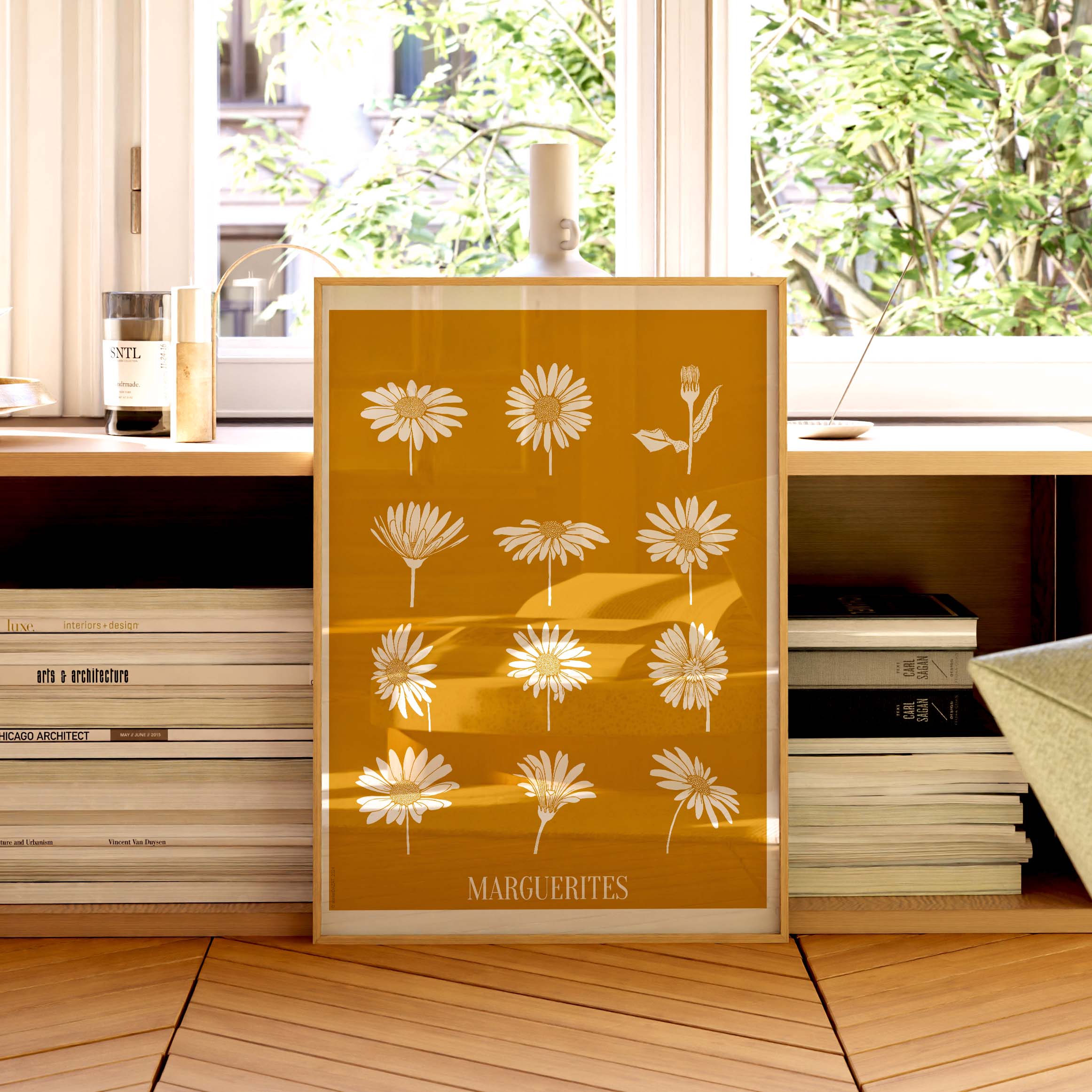 Affiche atelierDAZAT Marguerites coloré