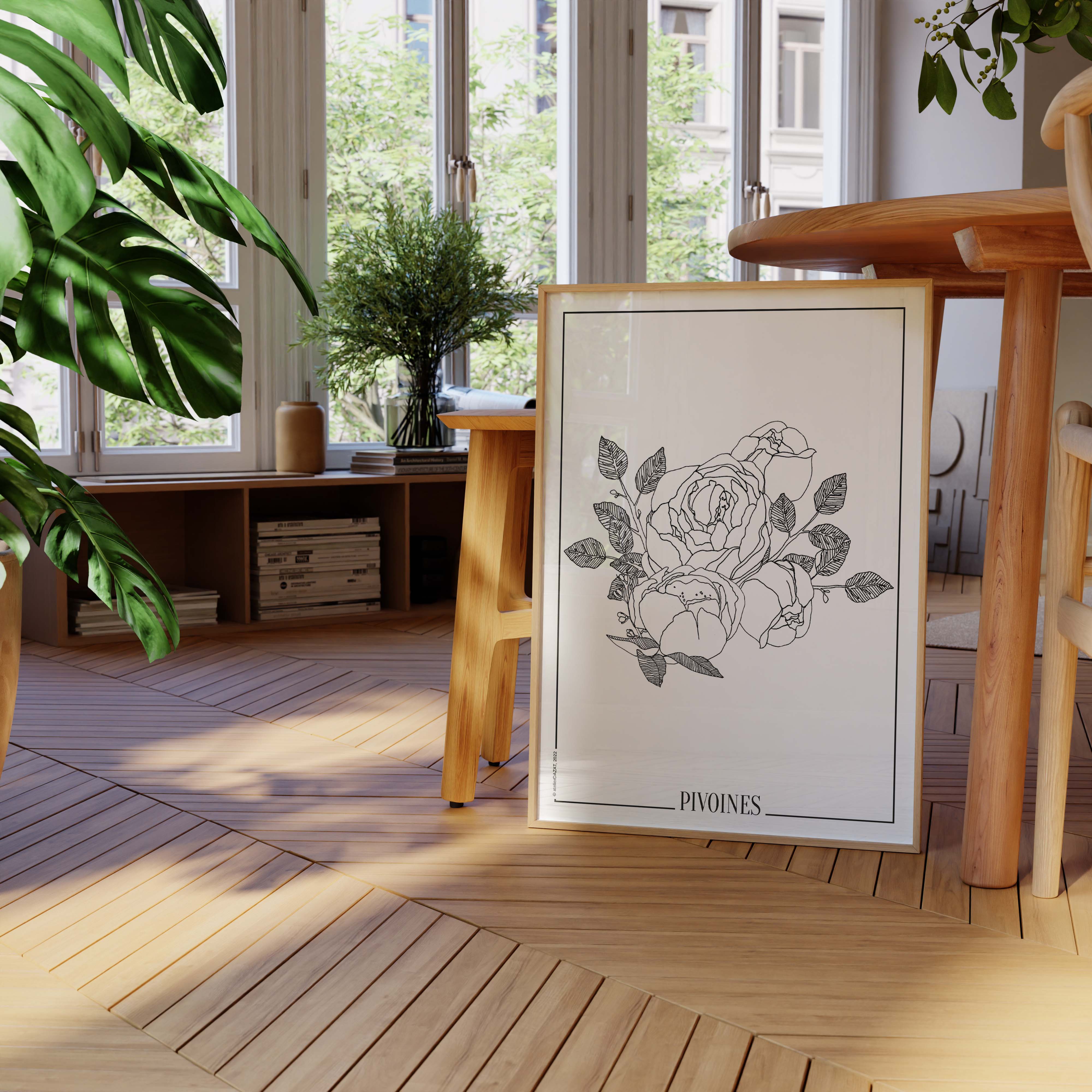 Affiche atelierDAZAT Pivoines-oneart.fr