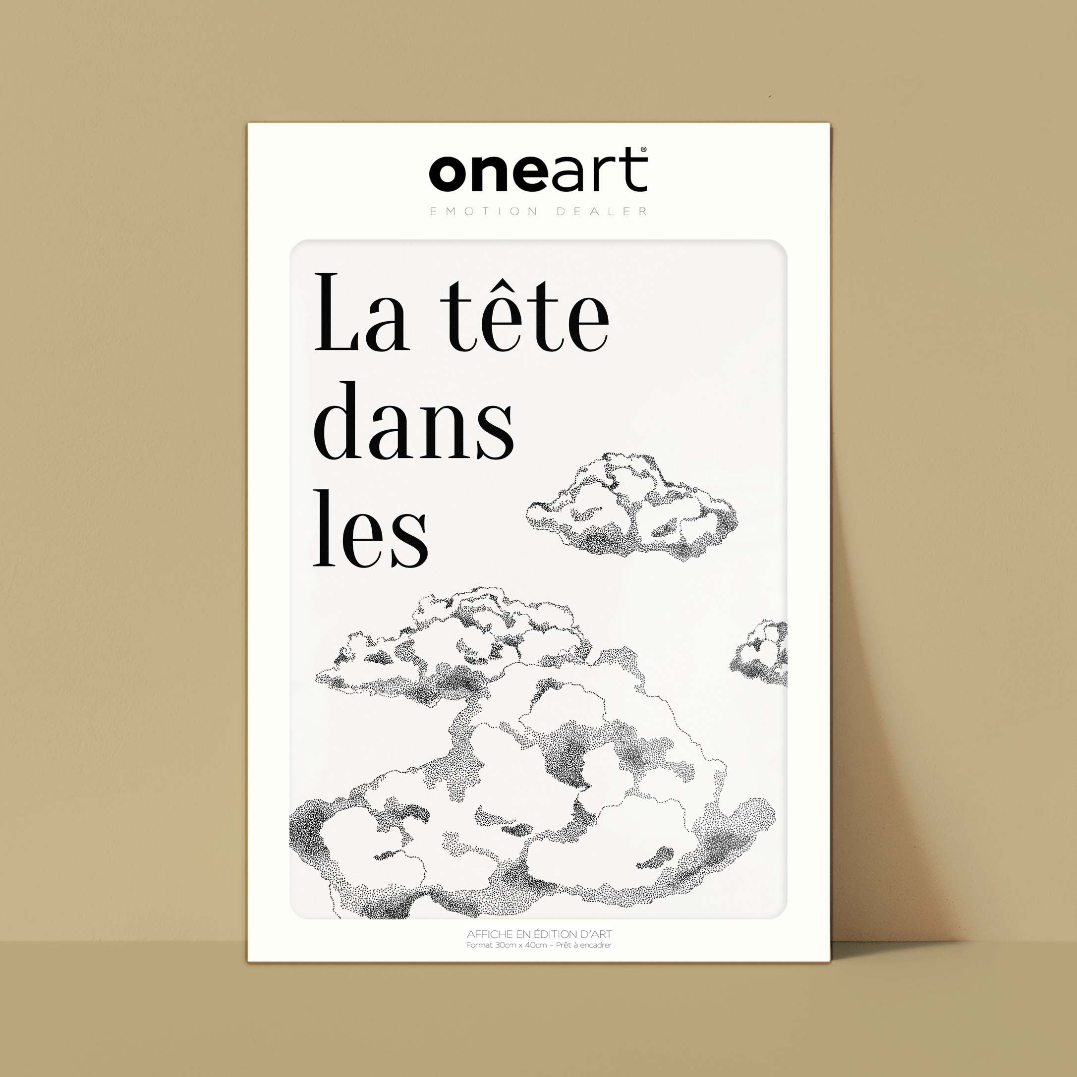 Affiche atelierDAZAT La tête dans les nuages-oneart.fr