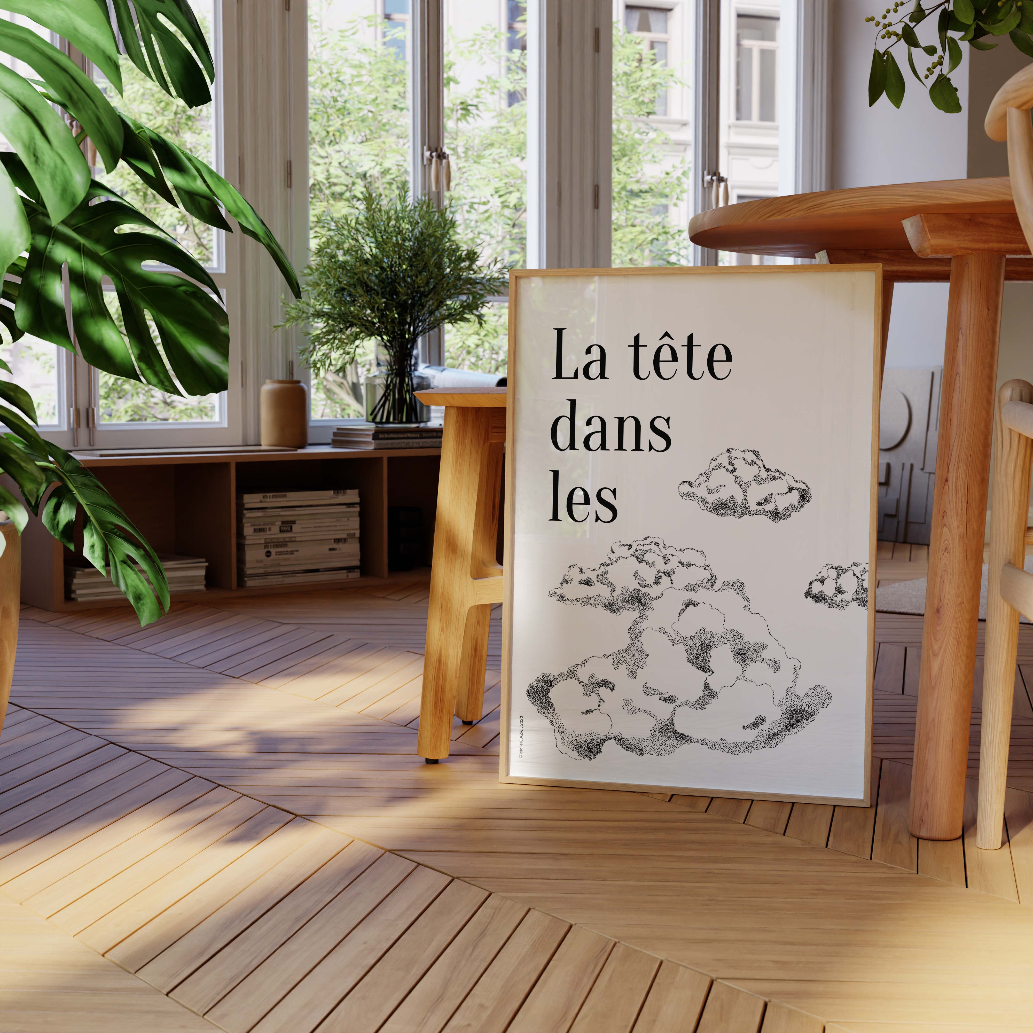 Affiche atelierDAZAT La tête dans les nuages-oneart.fr