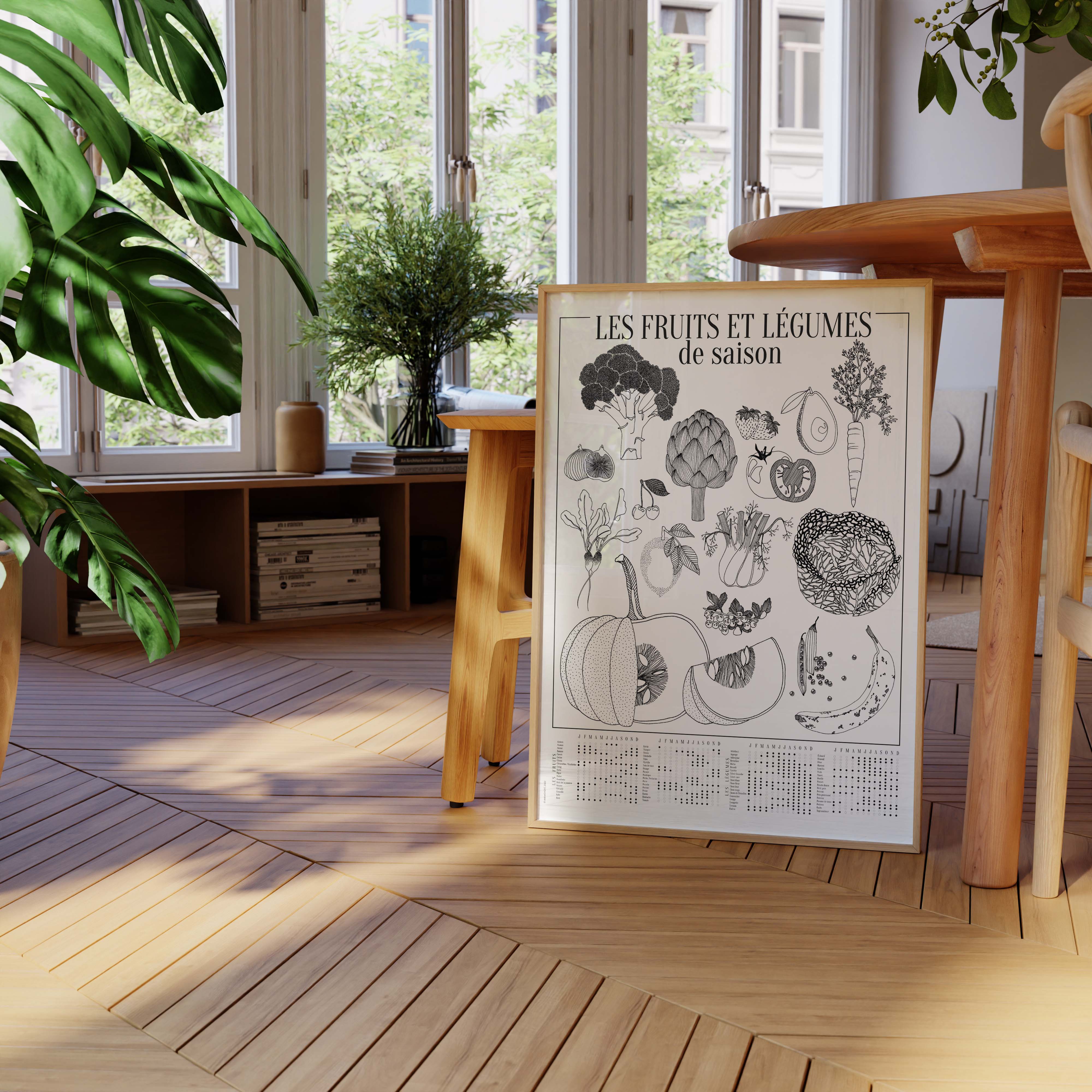 Affiche atelierDAZAT Les fruits et légumes de saison-oneart.fr