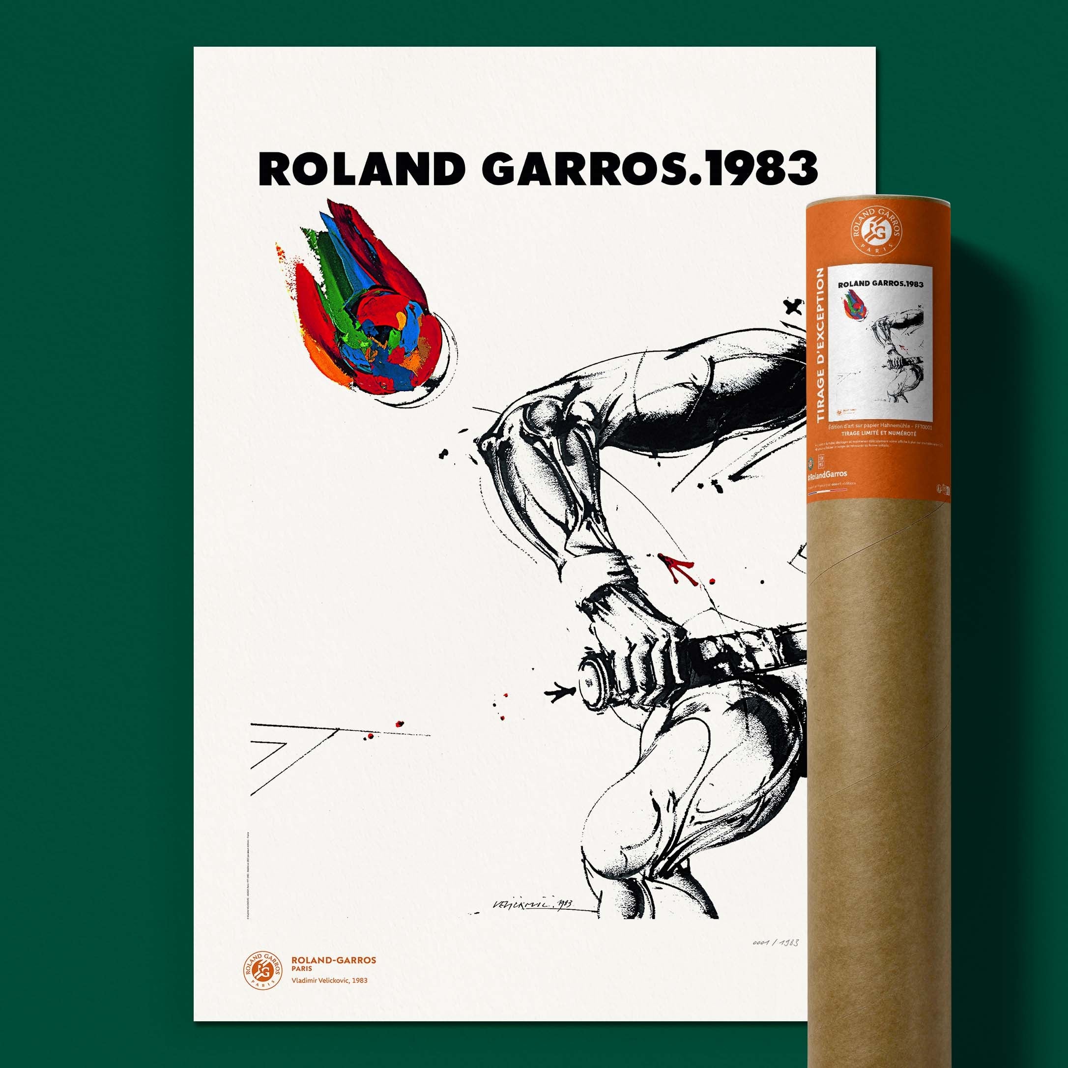 ÉDITION LIMITÉE PREMIUM - Affiche Roland-Garros 1983 par Vladimir VELICKOVIC