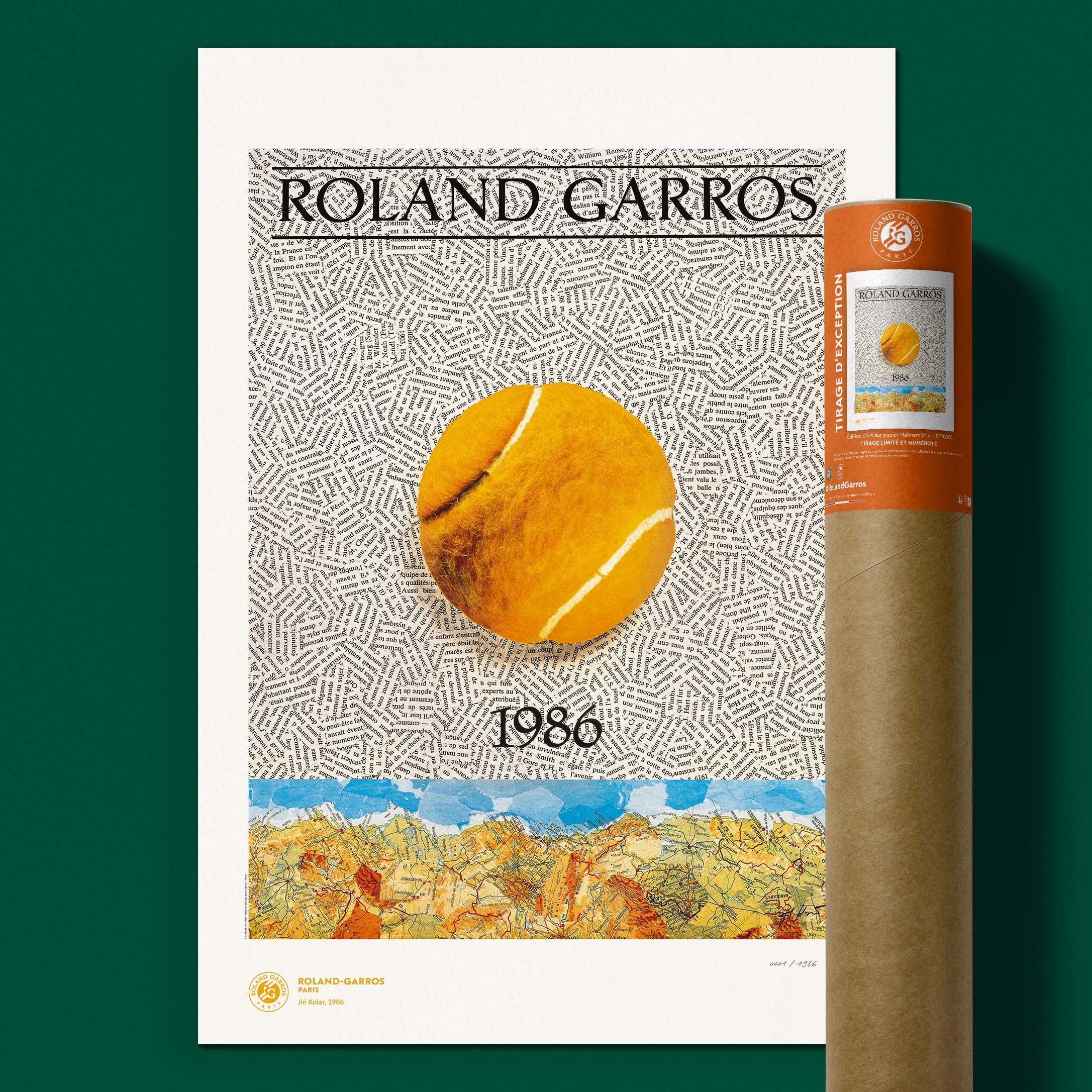 ÉDITION LIMITÉE PREMIUM - Affiche Roland-Garros 1986 par Jiri KOLAR