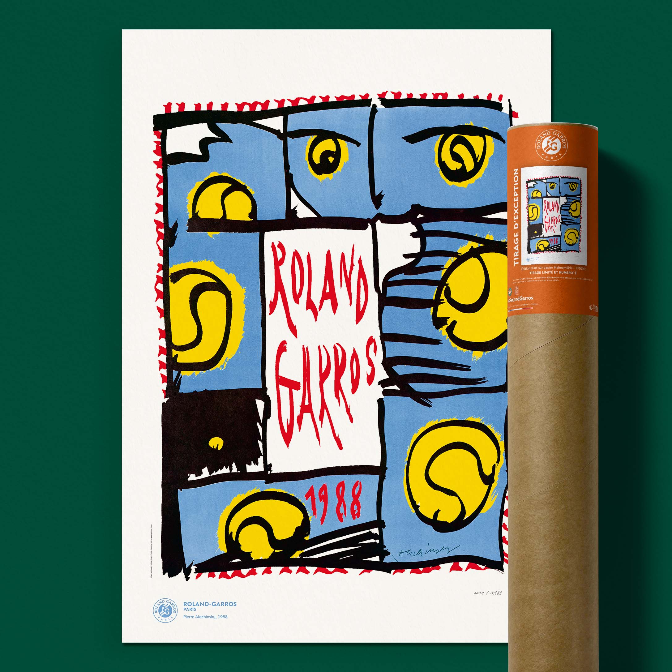ÉDITION LIMITÉE PREMIUM - Affiche Roland-Garros 1988 par Pierre ALECHINSKY