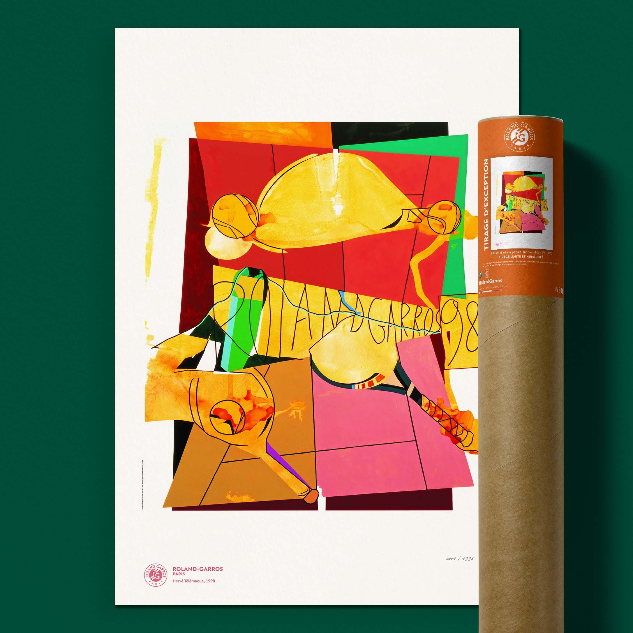 ÉDITION LIMITÉE PREMIUM - Affiche Roland-Garros 1998 par Hervé TELEMAQUE