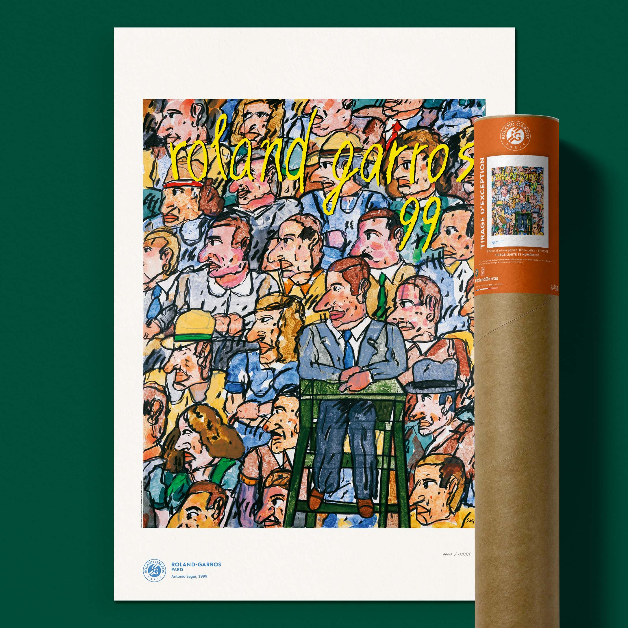 ÉDITION LIMITÉE PREMIUM - Affiche Roland-Garros 1999 par Antonio SEGUI