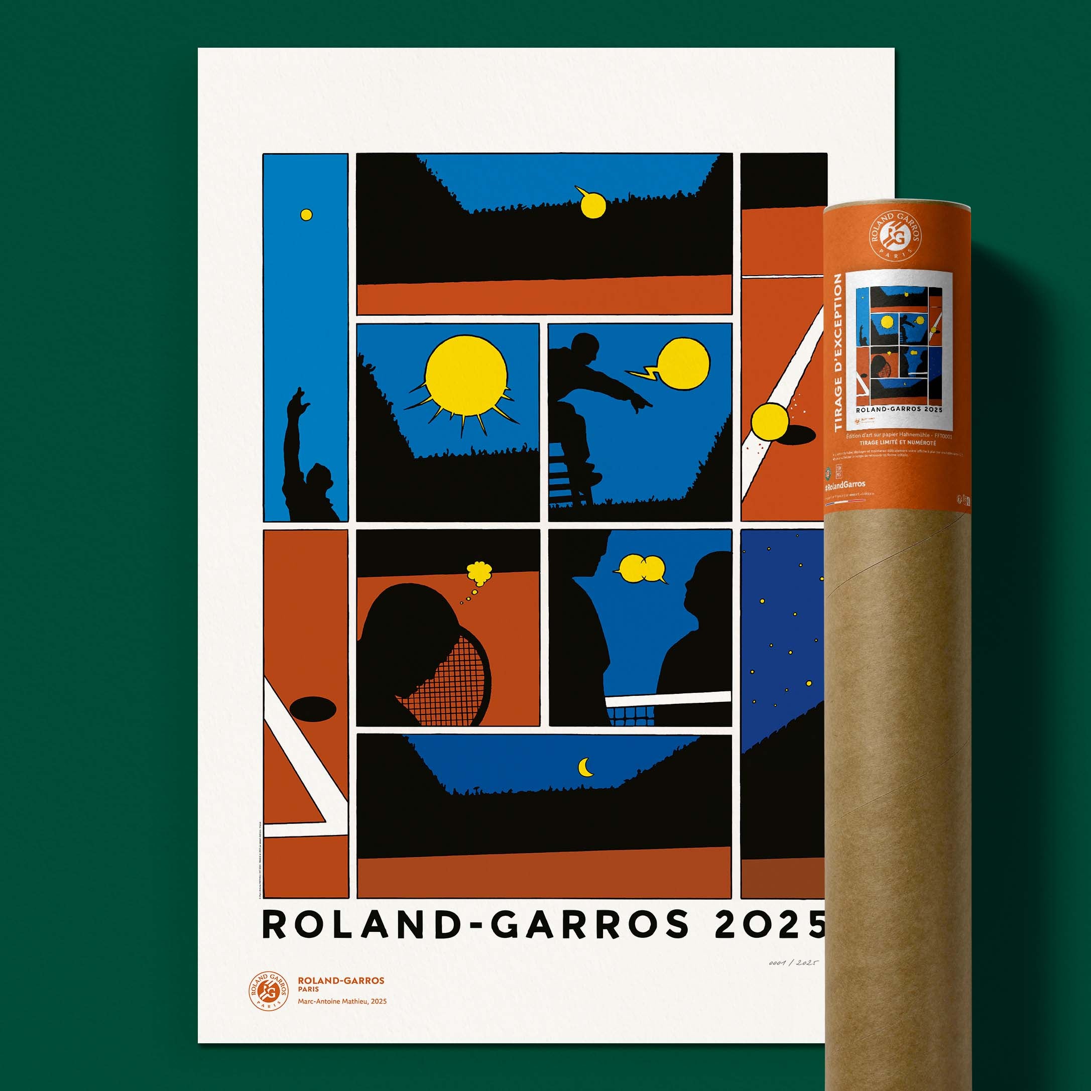 ÉDITION LIMITÉE PREMIUM - Affiche Roland-Garros 2025 par Marc-Antoine MATHIEU