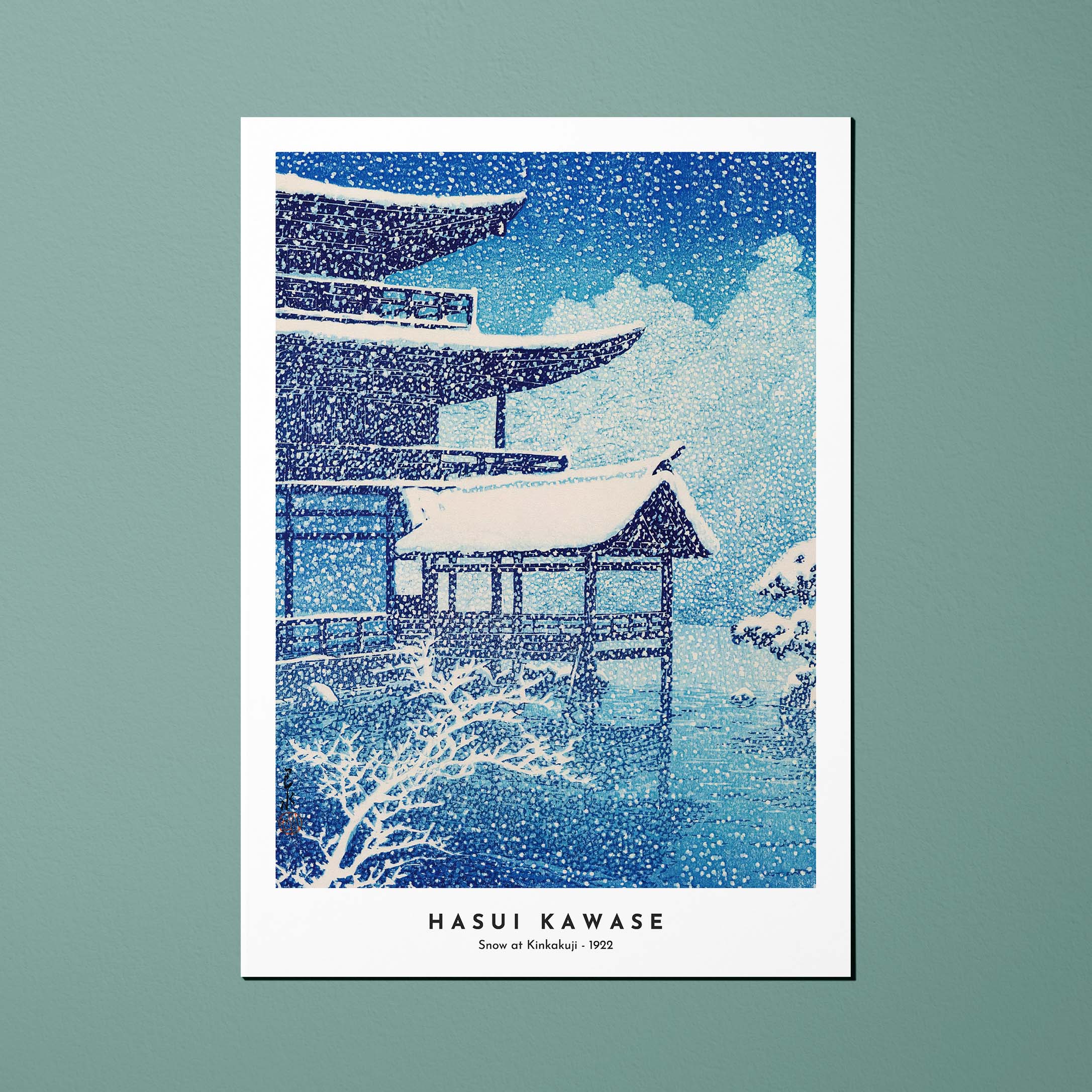 Cartolina Stampe giapponesi Neve di Kinkakuji
