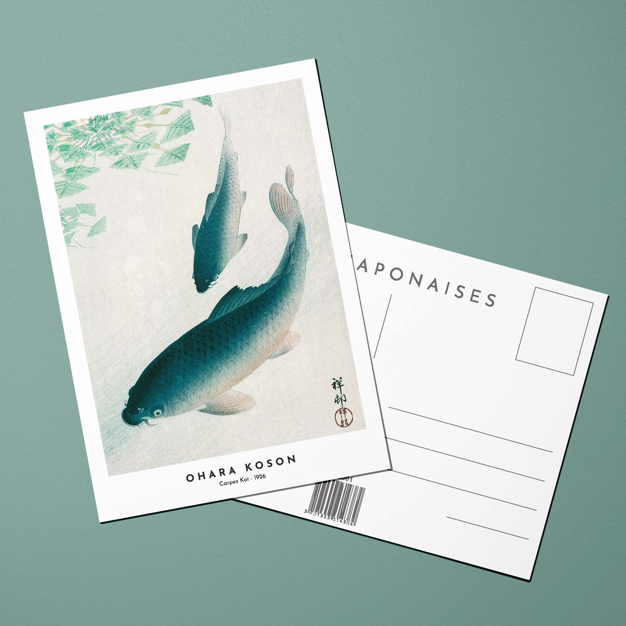 Cartolina Stampe giapponesi Carpe Koi