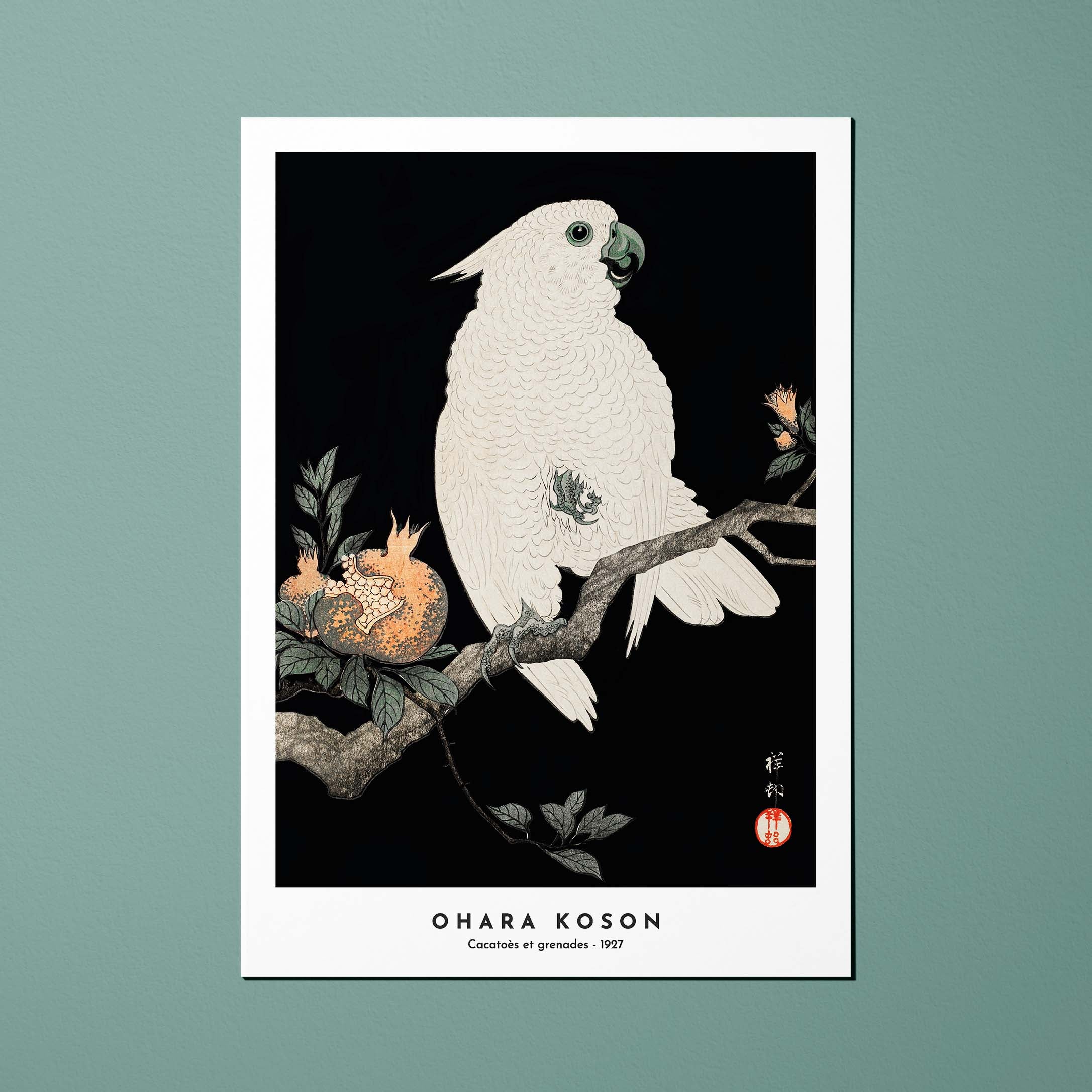 Cartolina Stampati giapponesi Cacatua e granate