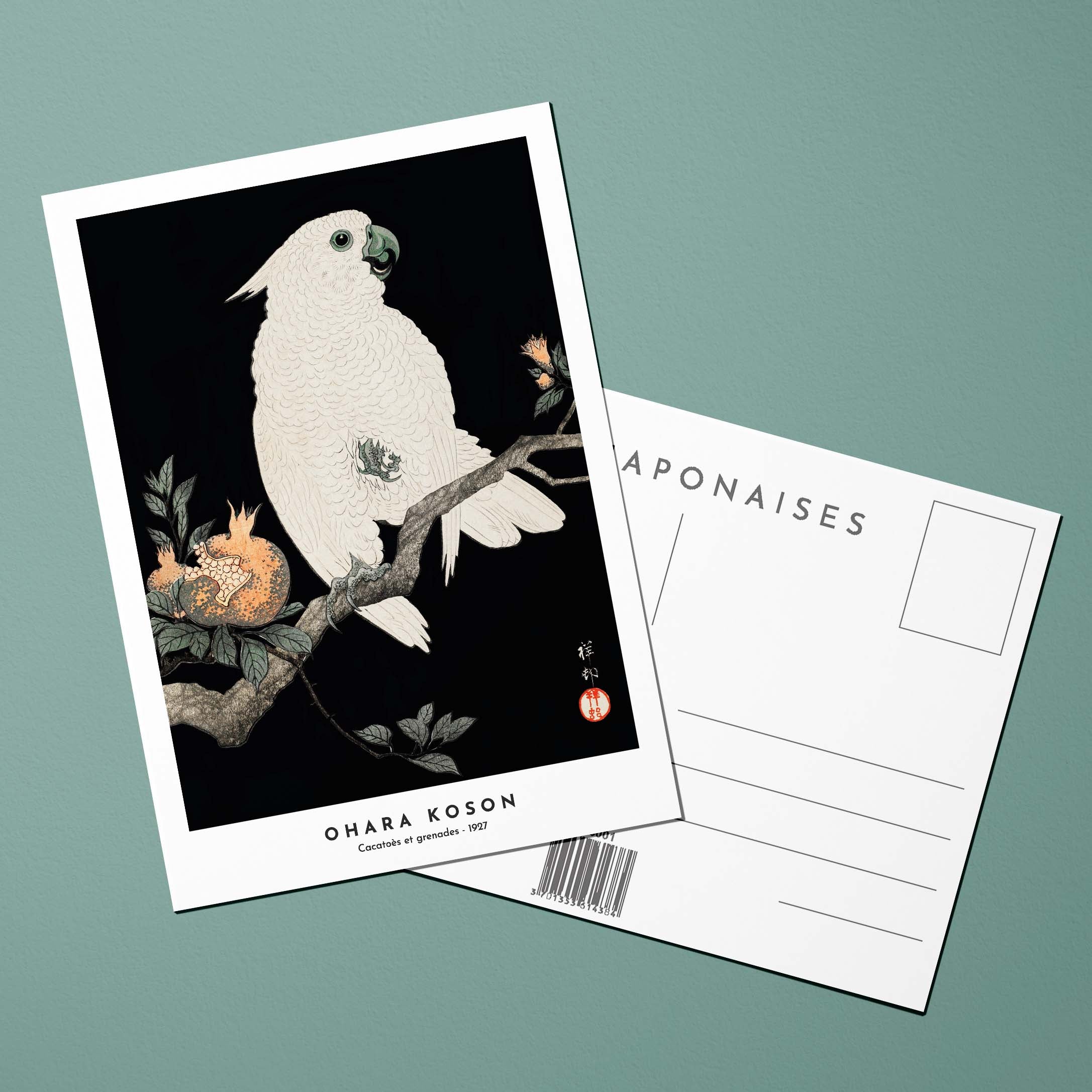 Cartolina Stampati giapponesi Cacatua e granate