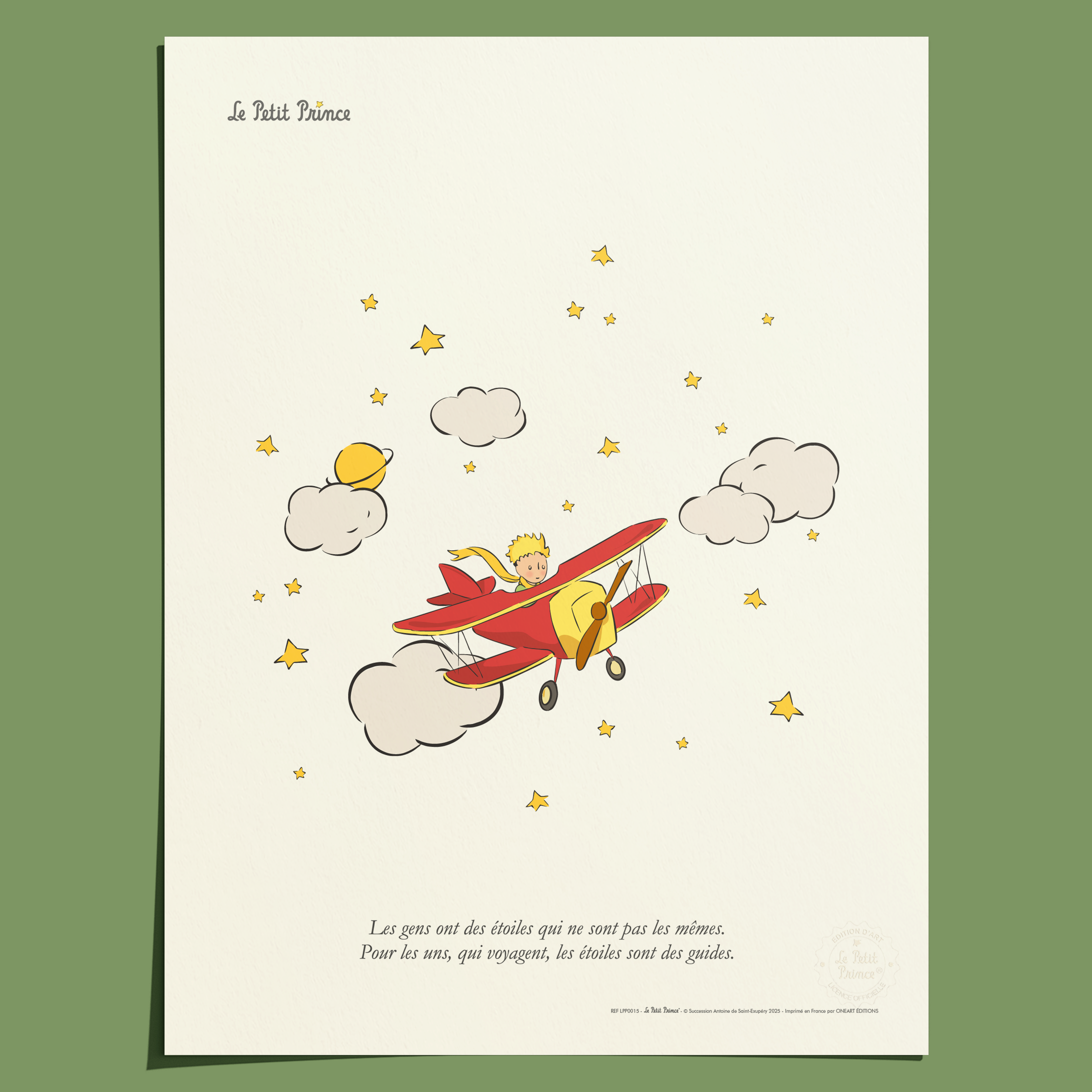 Affiche Le Petit Prince Avion, étoiles