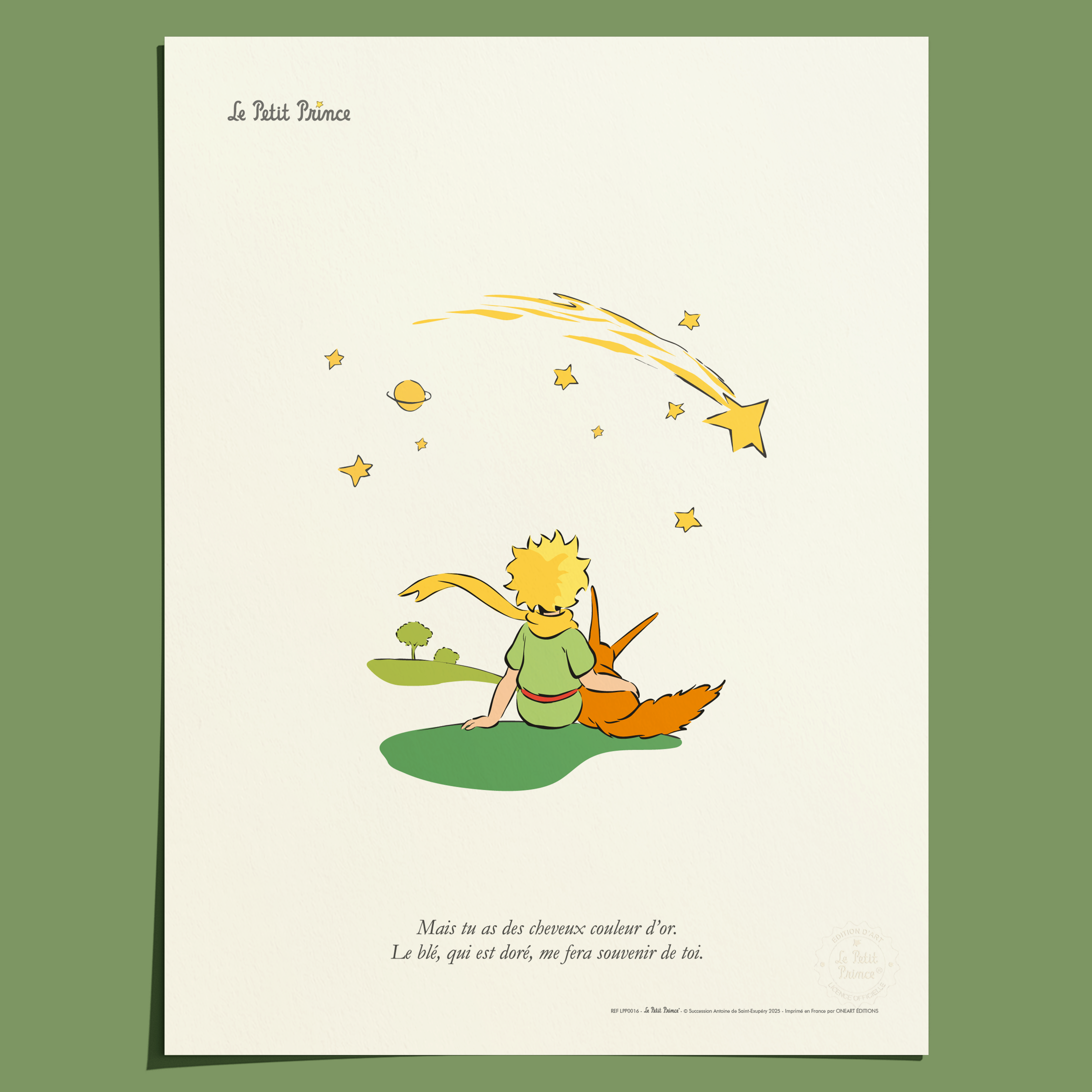 Affiche Le Petit Prince Renard et cheveux d'or