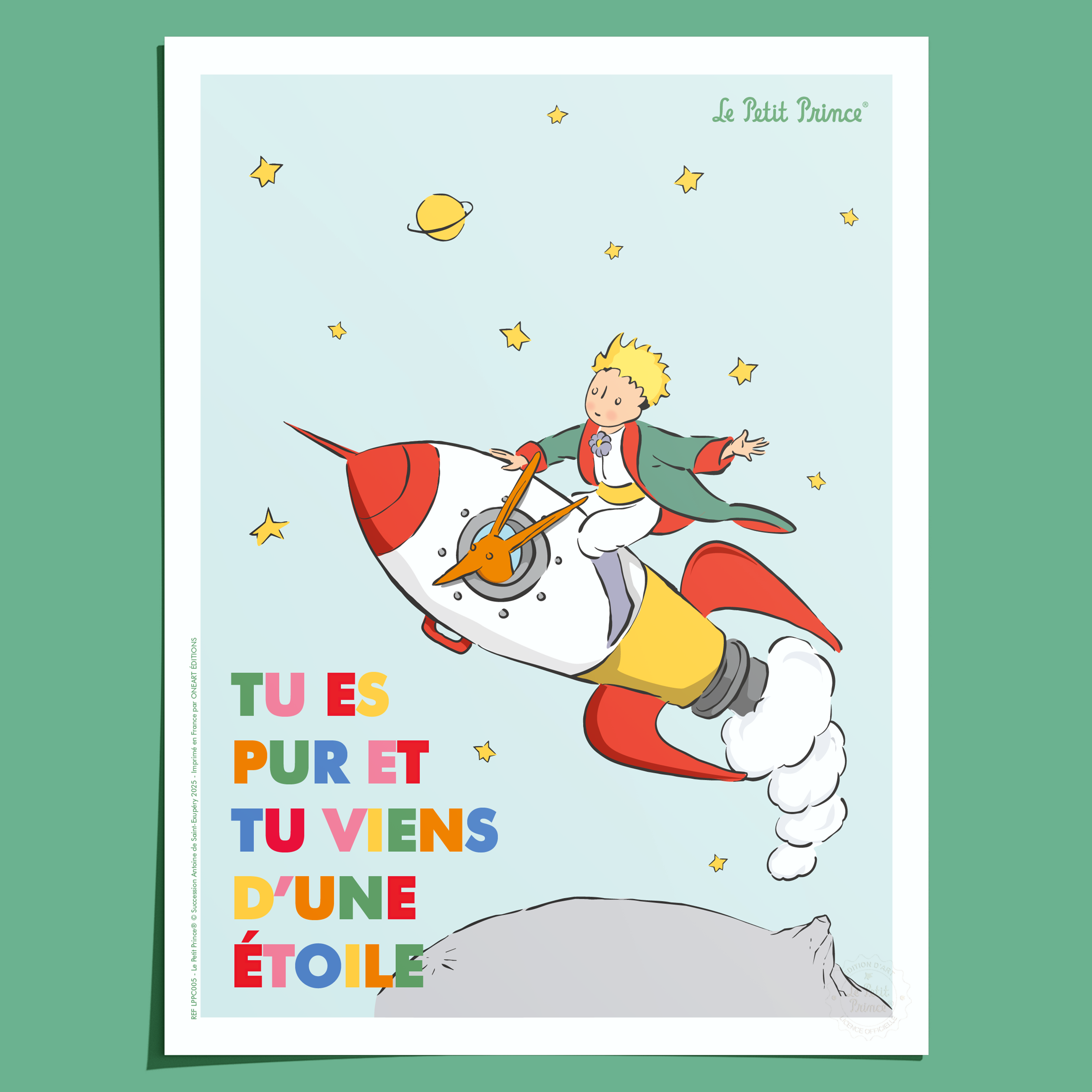 Affiche Le Petit Prince en Couleur, Fusée