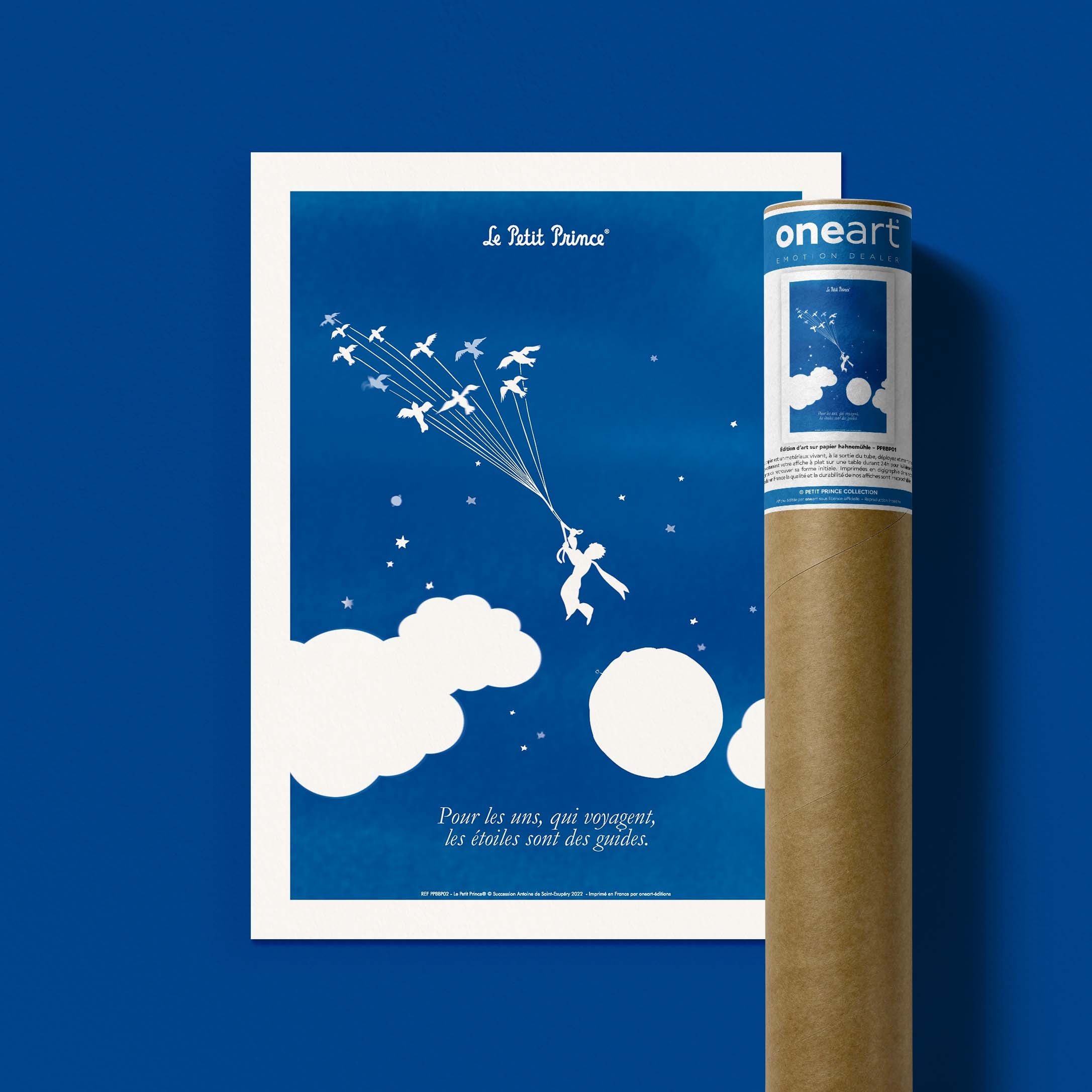 Affiche Le petit prince - Collection Bleu Blanc Prince Oiseau-oneart.fr