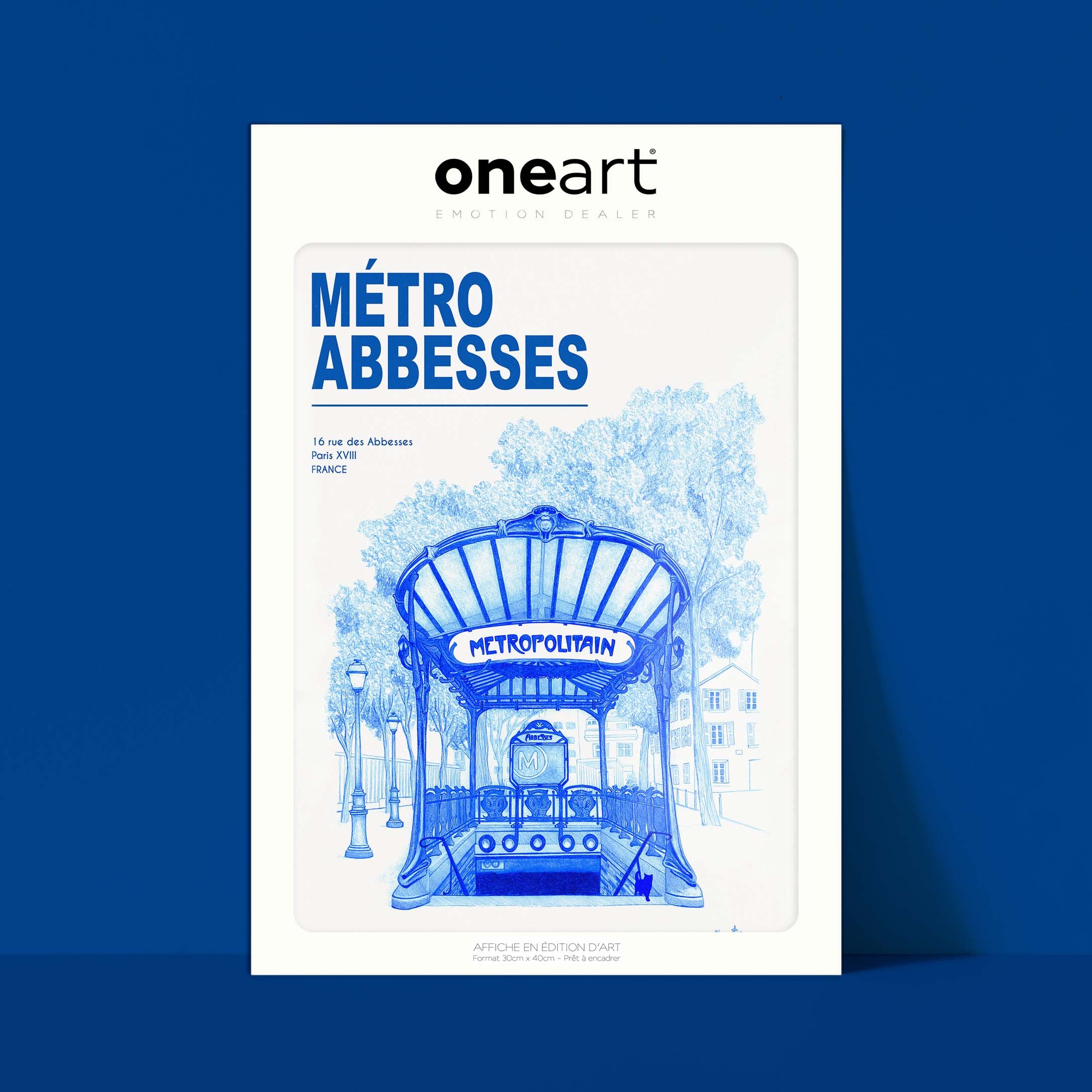 Affiche La Ville en Bleu - Paris - Métro Abbesses