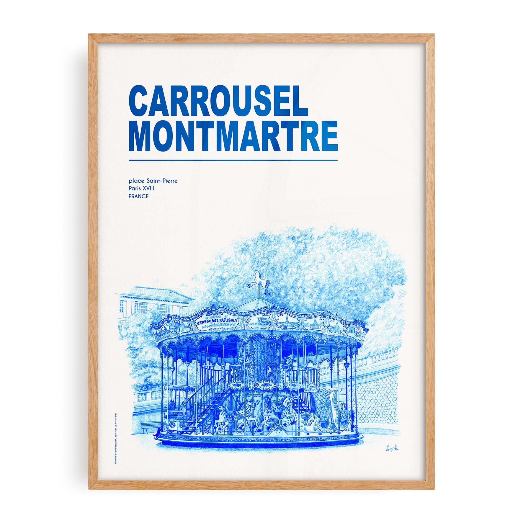 The City in Blue Poster - Paris - Carrousel Montmartre