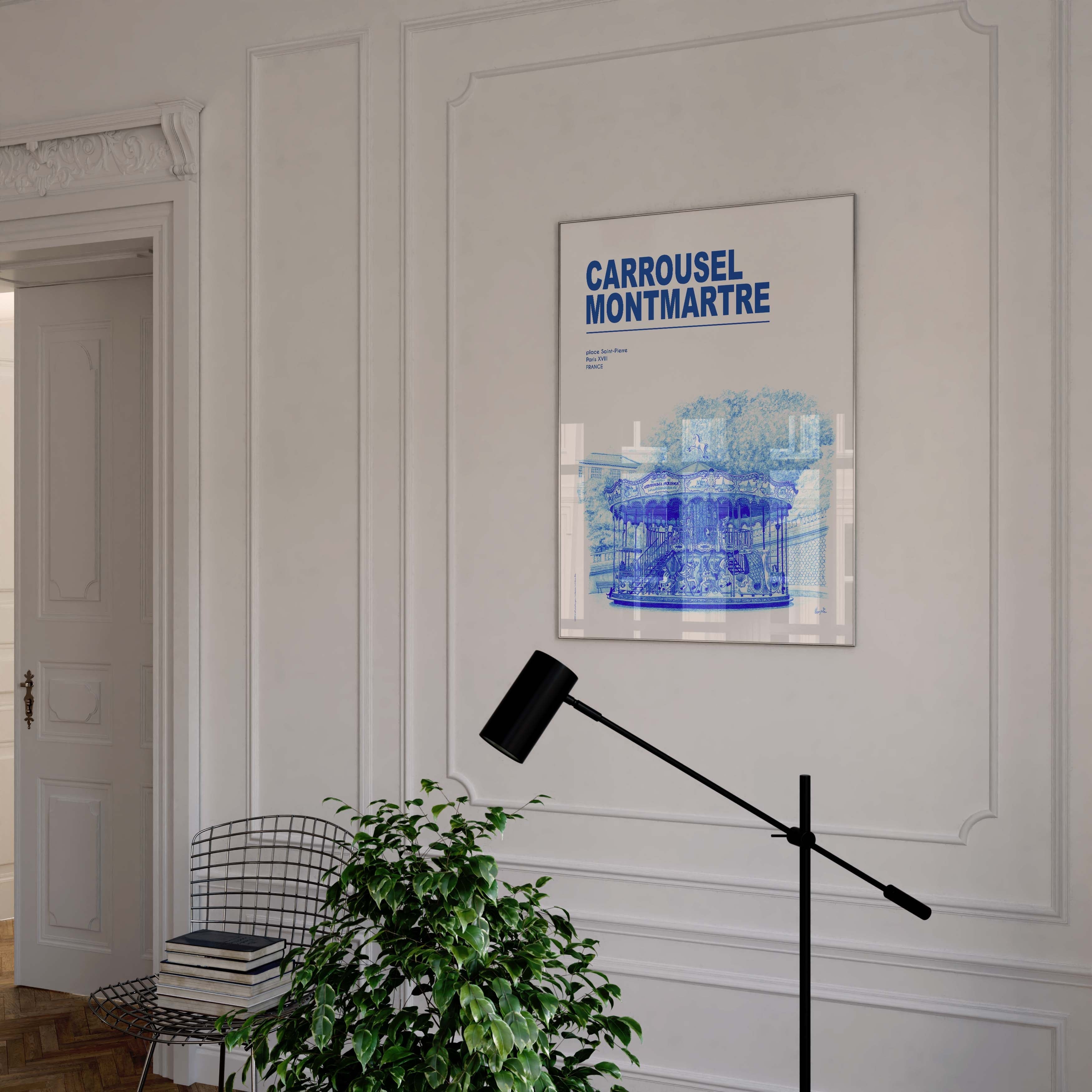 The City in Blue Poster - Paris - Carrousel Montmartre
