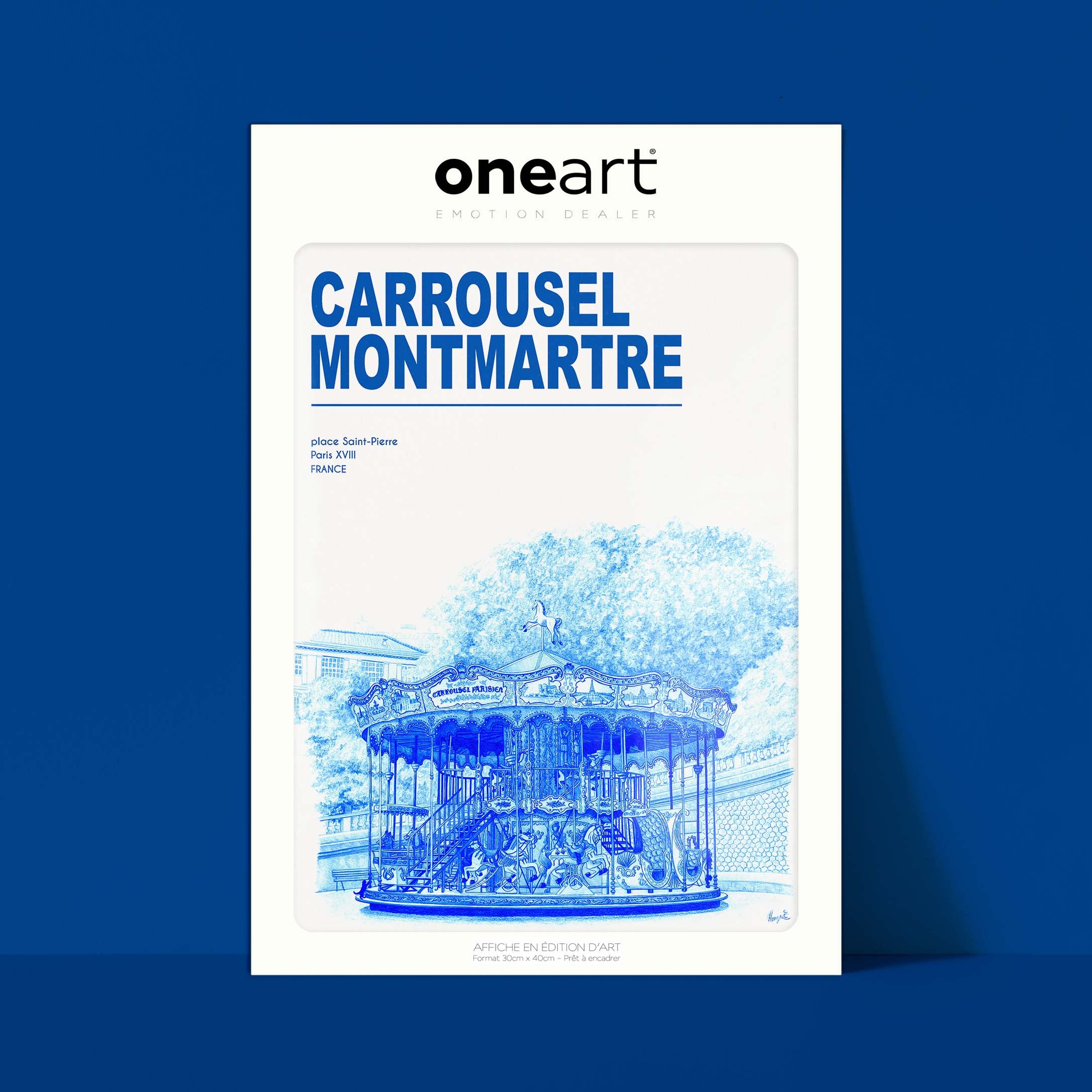 The City in Blue Poster - Paris - Carrousel Montmartre