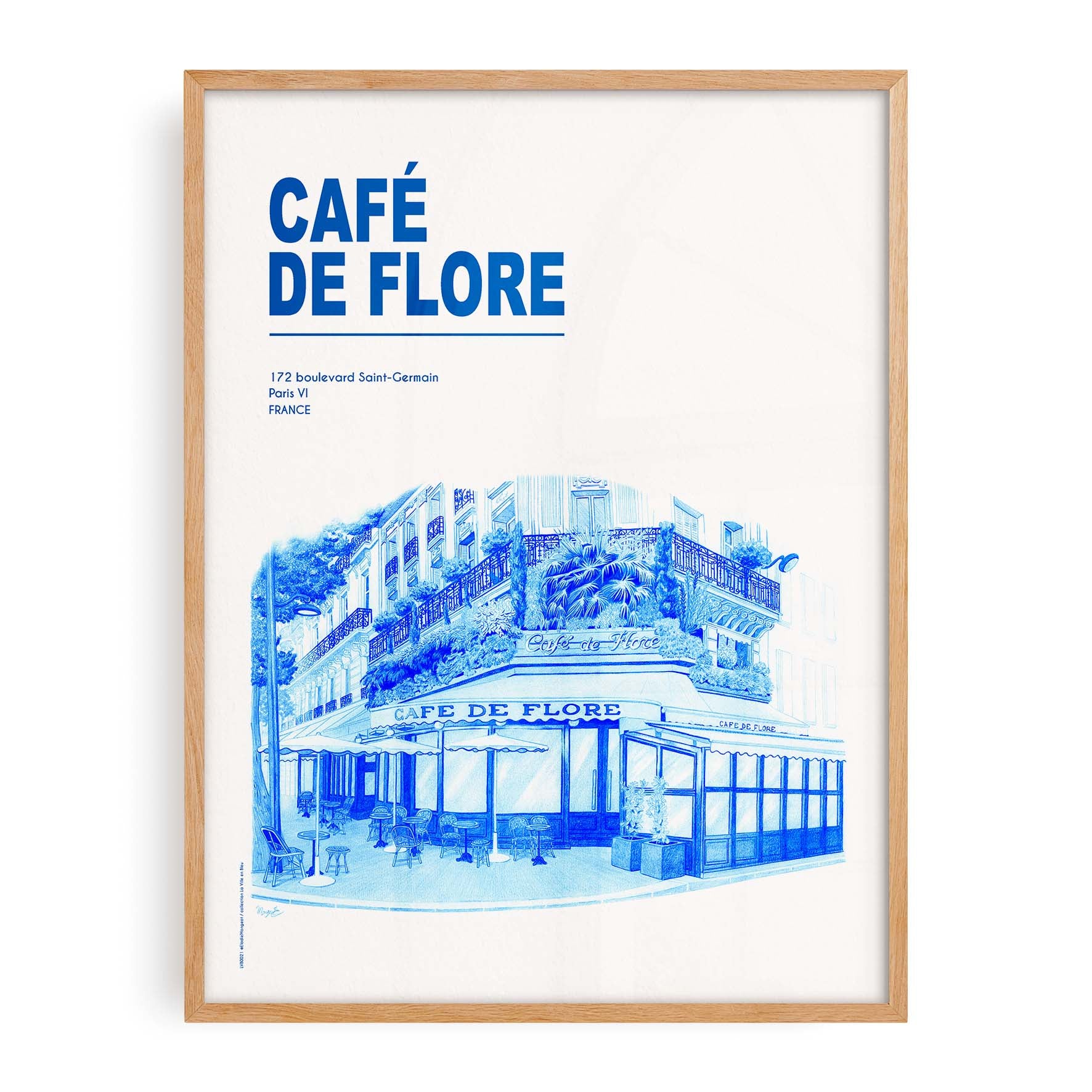 Poster The City in Blue - Paris - Café de Flore