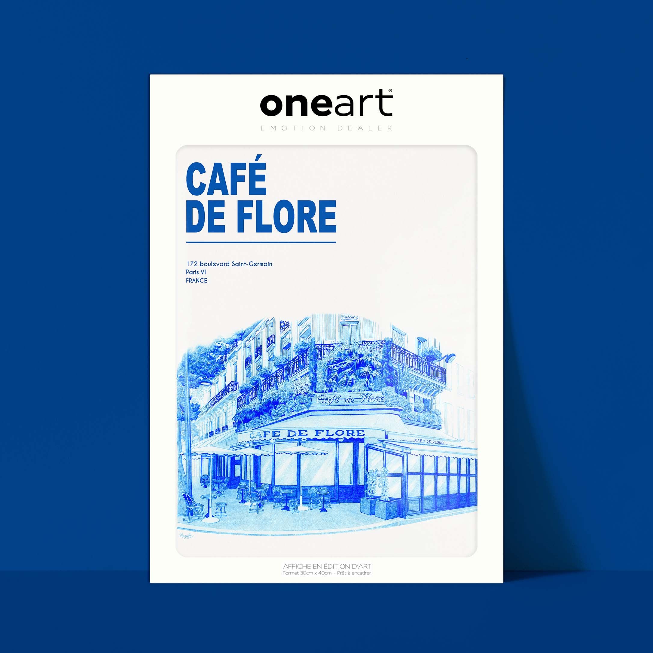 Poster The City in Blue - Paris - Café de Flore