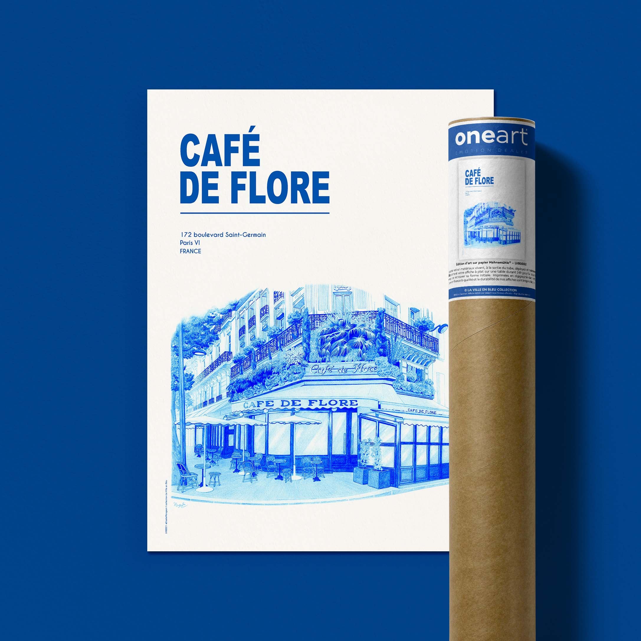 Poster The City in Blue - Paris - Café de Flore